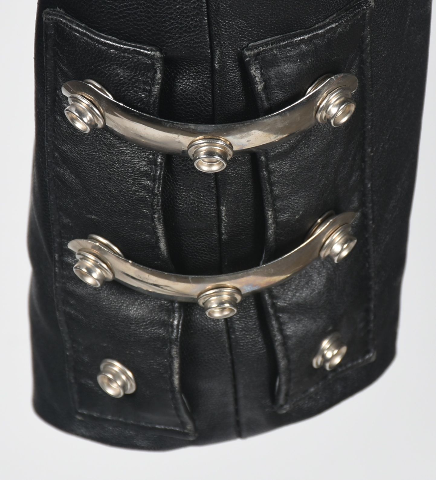 Hi-Tek Designs by Alexander Black Leather Motorcycle Jacket with Chrome Hardware