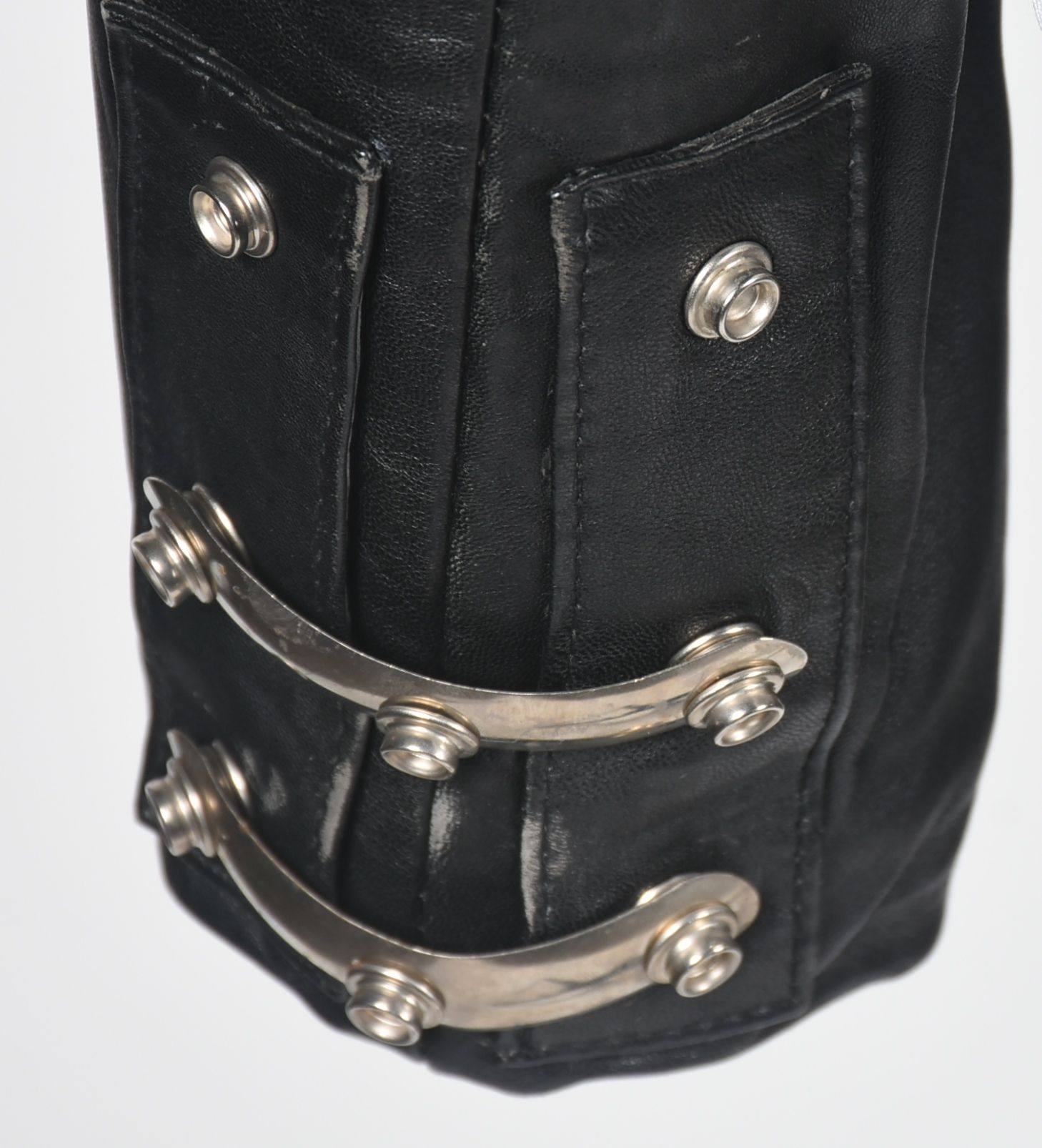 Hi-Tek Designs by Alexander Black Leather Motorcycle Jacket with Chrome Hardware