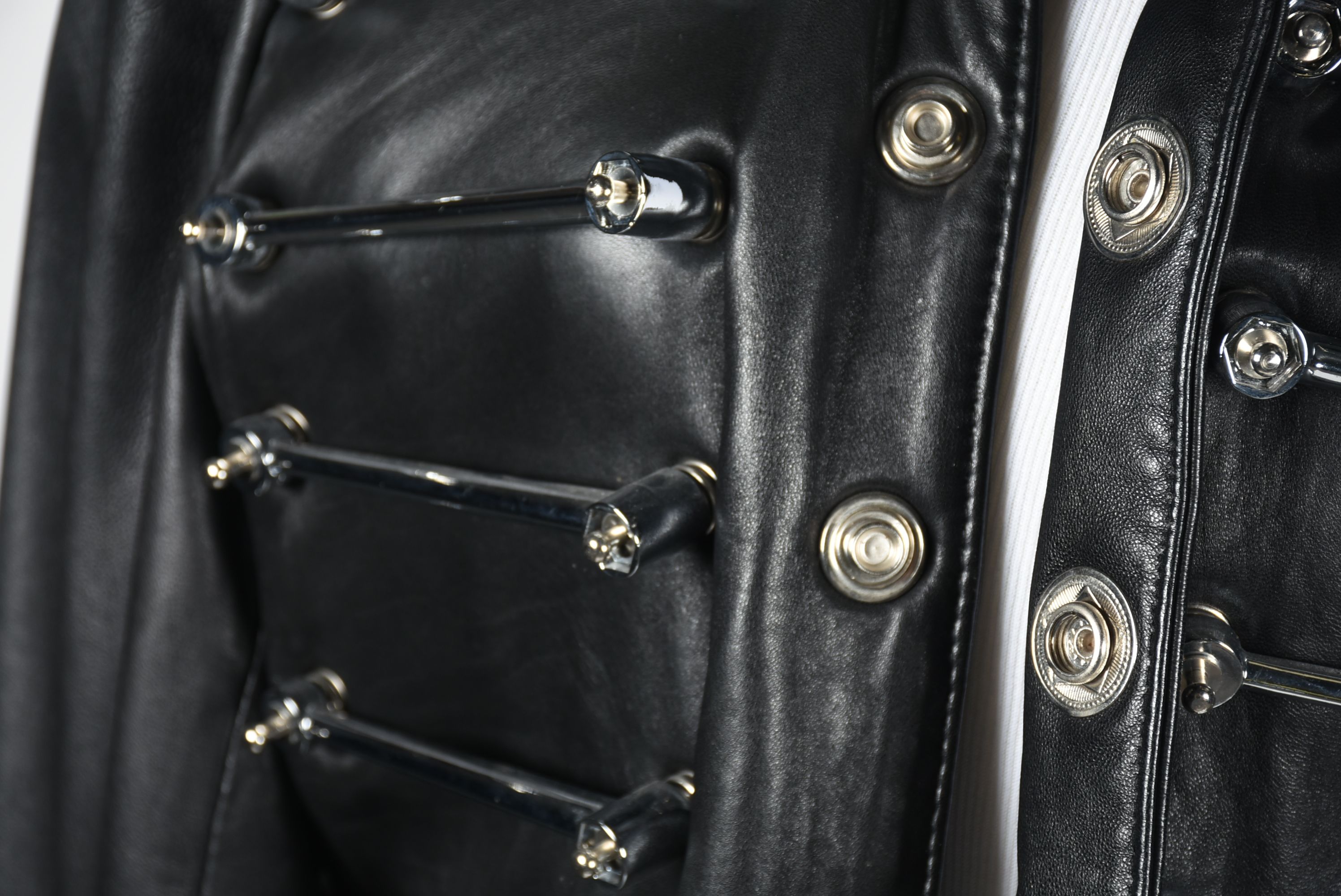 Hi-Tek Designs by Alexander Black Leather Motorcycle Jacket with Chrome Hardware