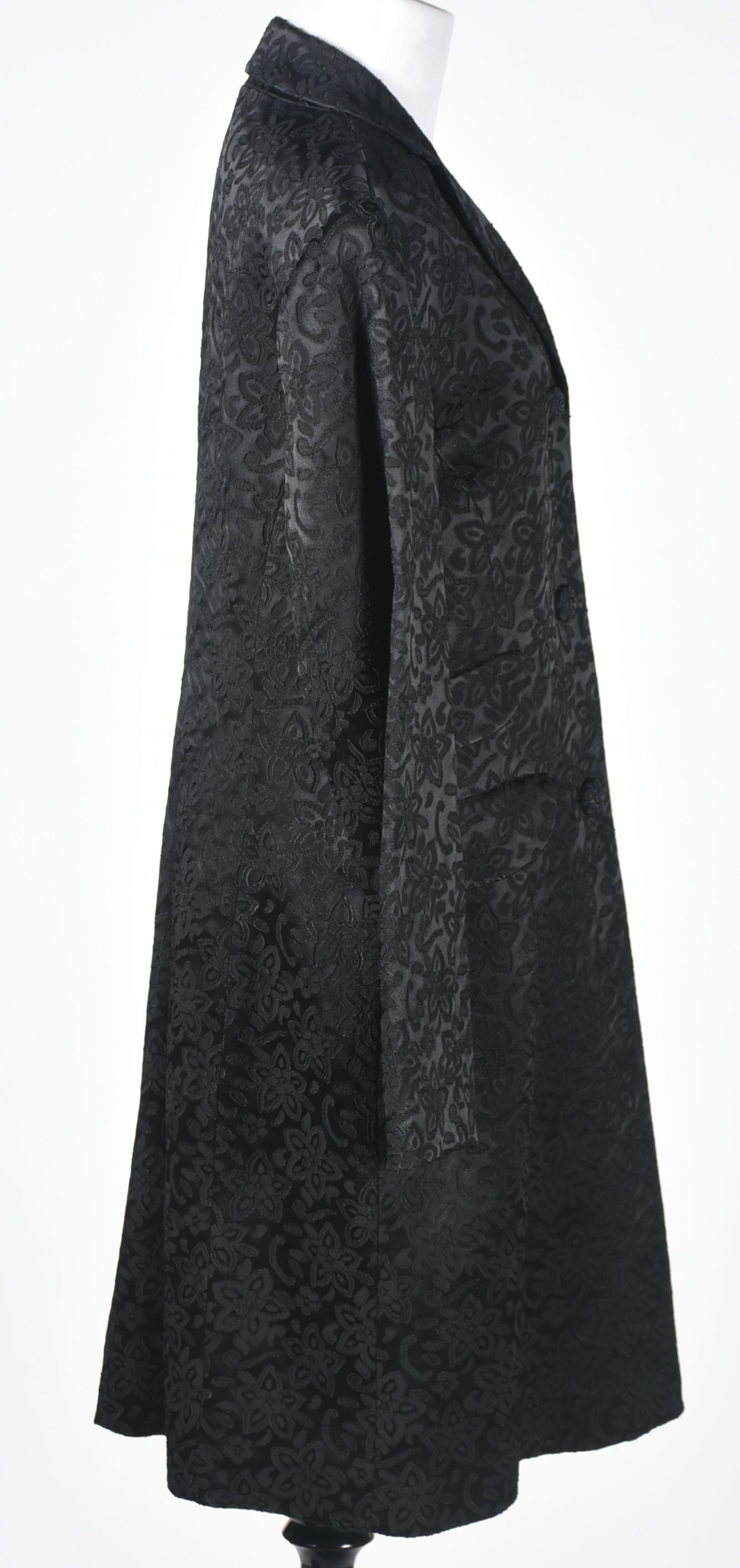 Black Textured Jacquard Evening Coat and Cache Luxe Trousers