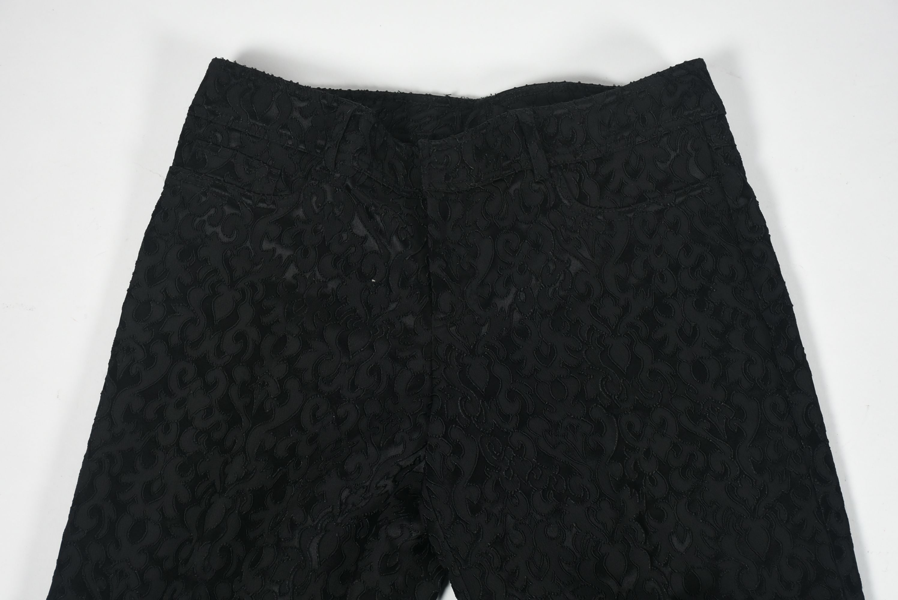 Black Textured Jacquard Evening Coat and Cache Luxe Trousers