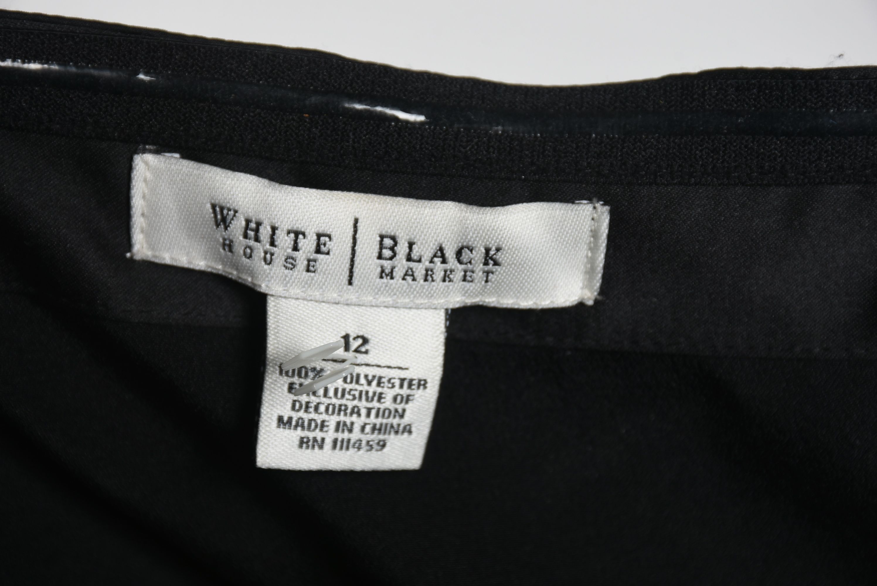 White House Black Market Black Strapless Embroidered Cocktail Dress with Rhinestones