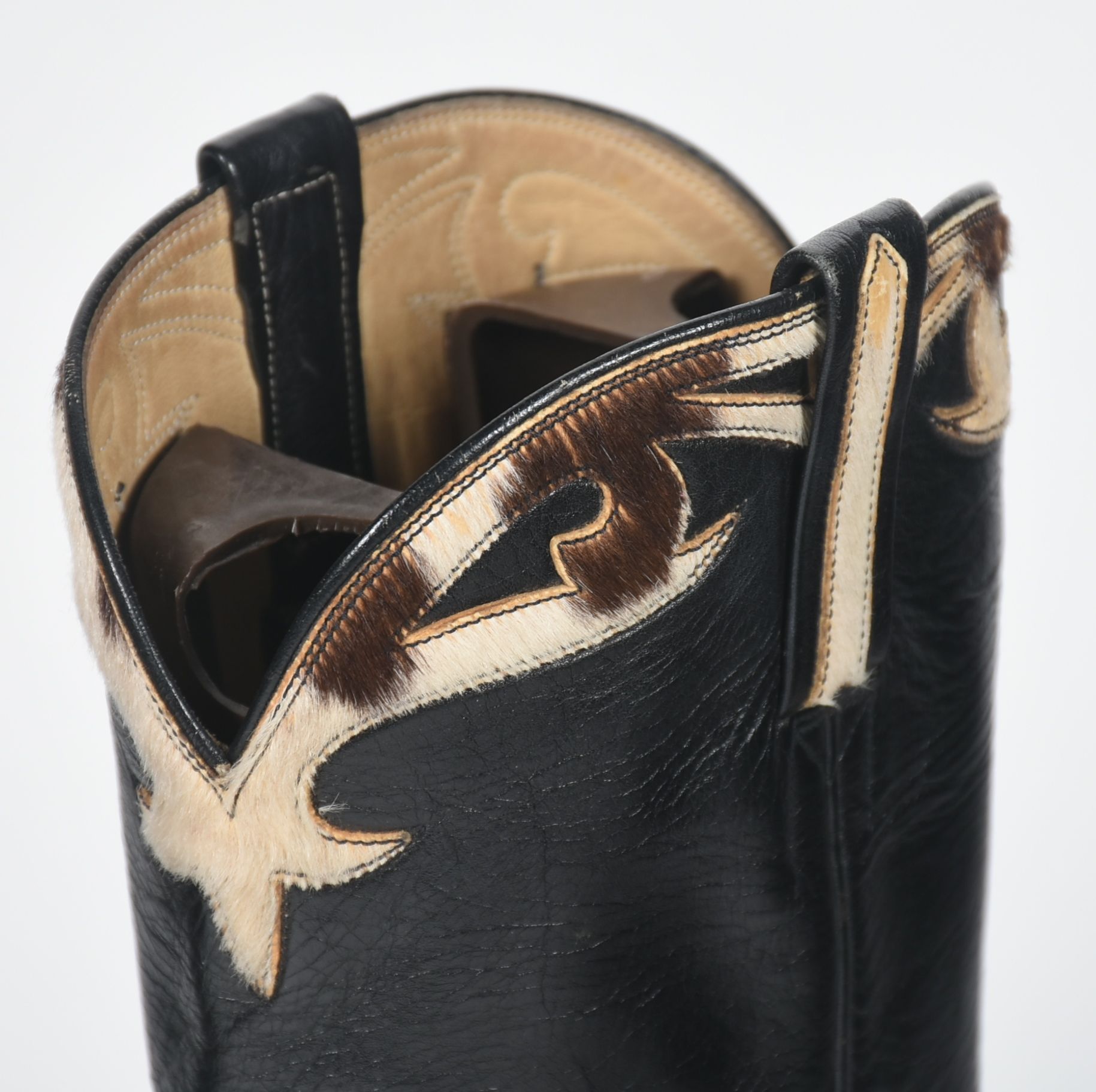Custom-Made Black Ostrich Leather Cowgirl Boots with Tanya Tucker Monogram in the Shape of Texas