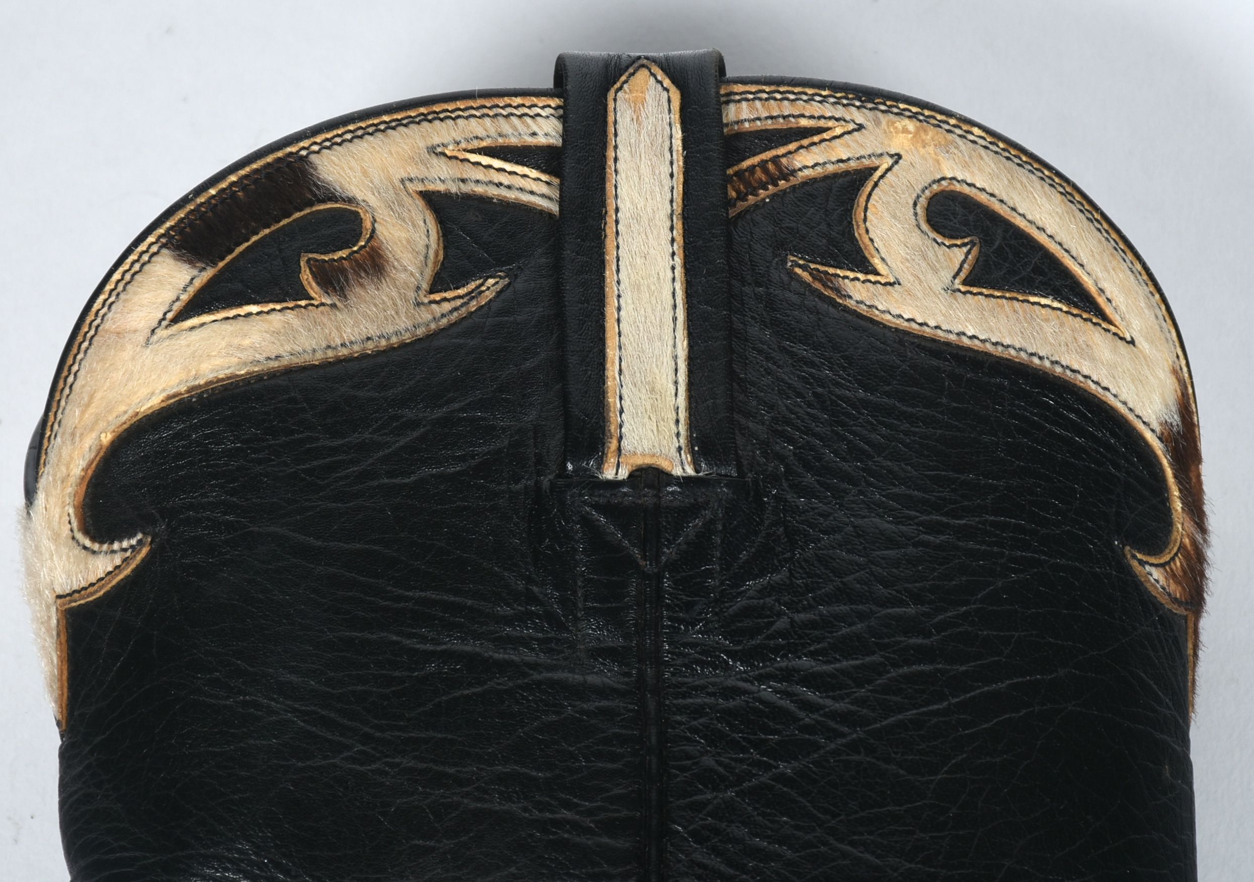 Custom-Made Black Ostrich Leather Cowgirl Boots with Tanya Tucker Monogram in the Shape of Texas