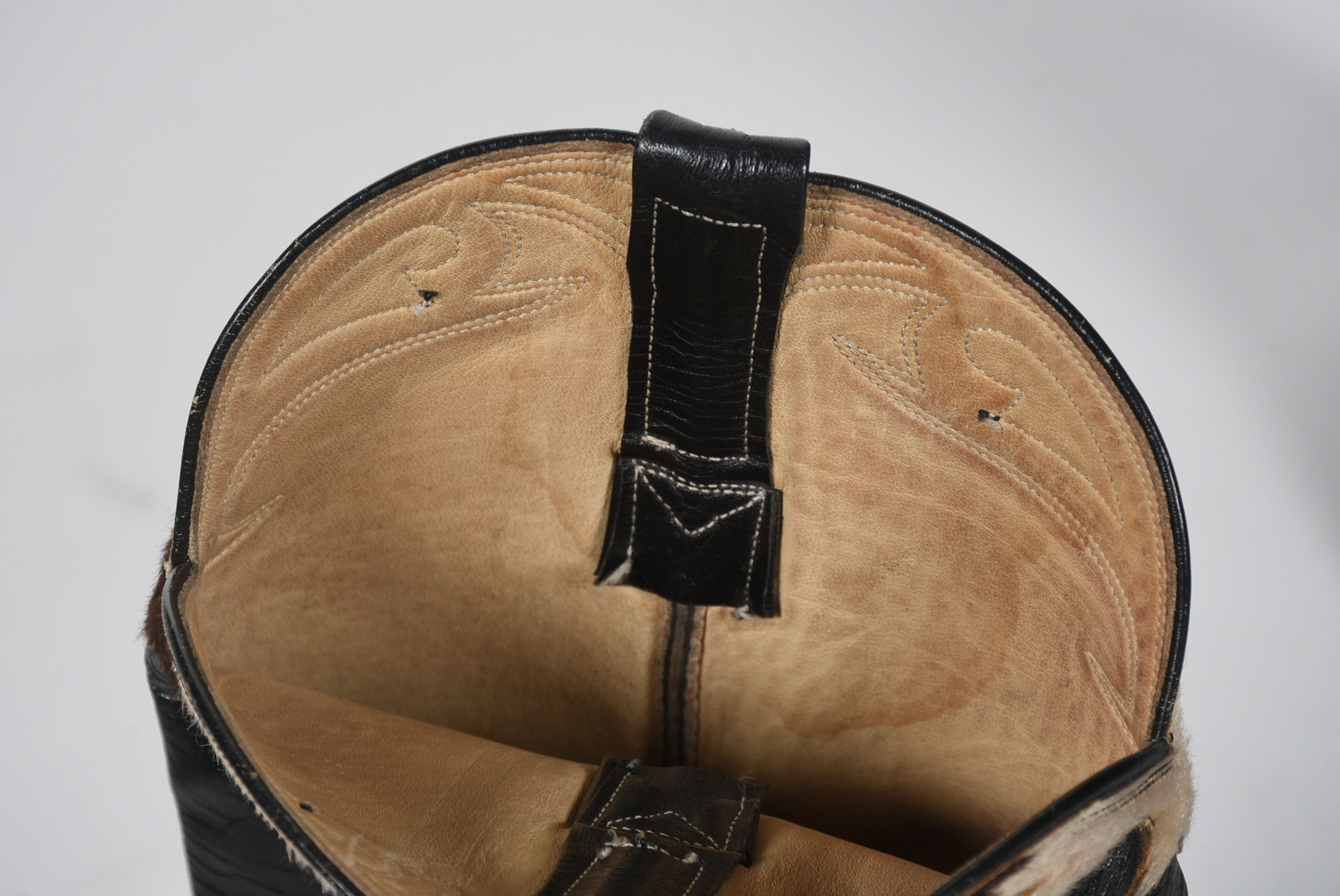 Custom-Made Black Ostrich Leather Cowgirl Boots with Tanya Tucker Monogram in the Shape of Texas