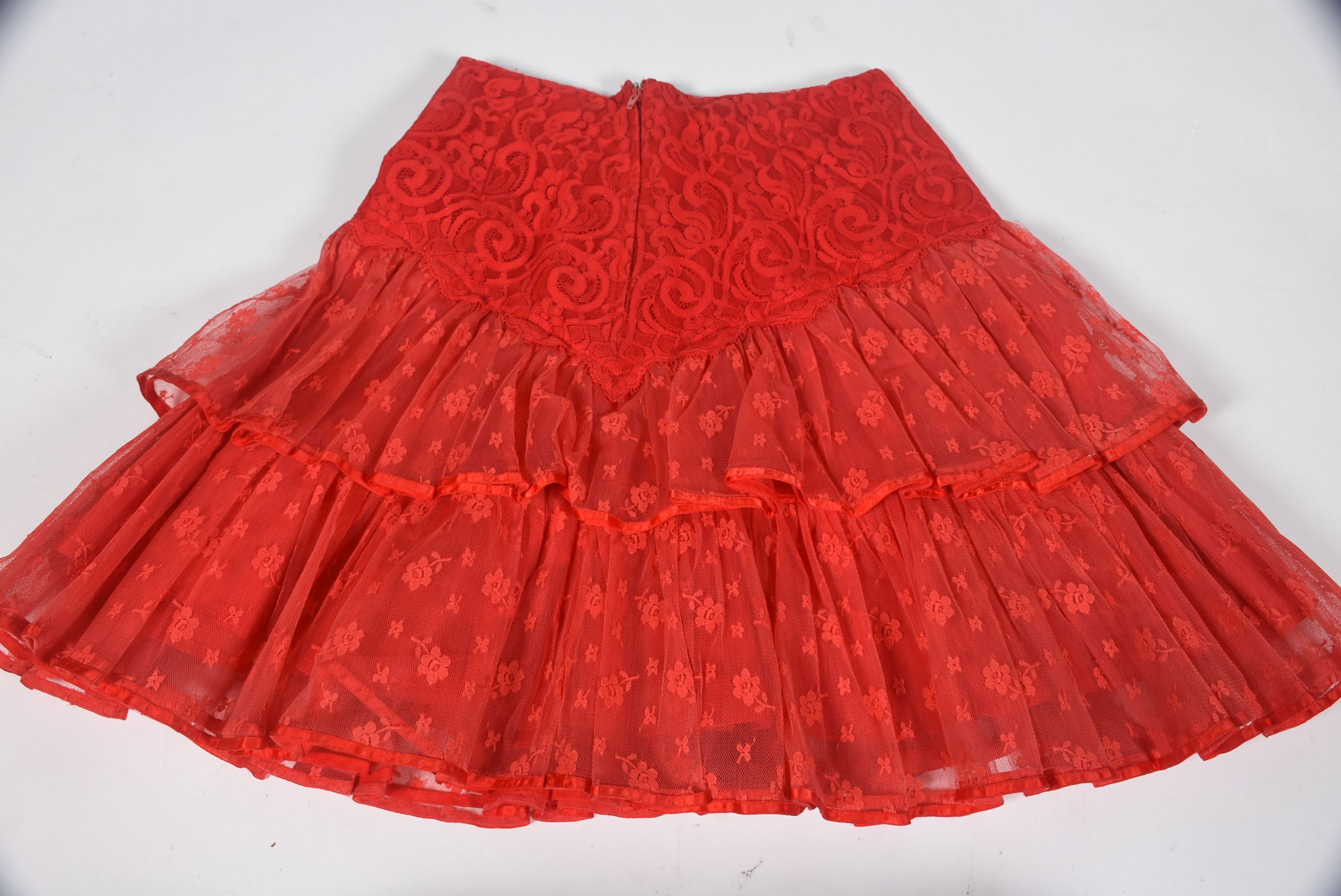 Vintage Sable of Dallas Red Denim Embellished Stage Ensemble with Fringe