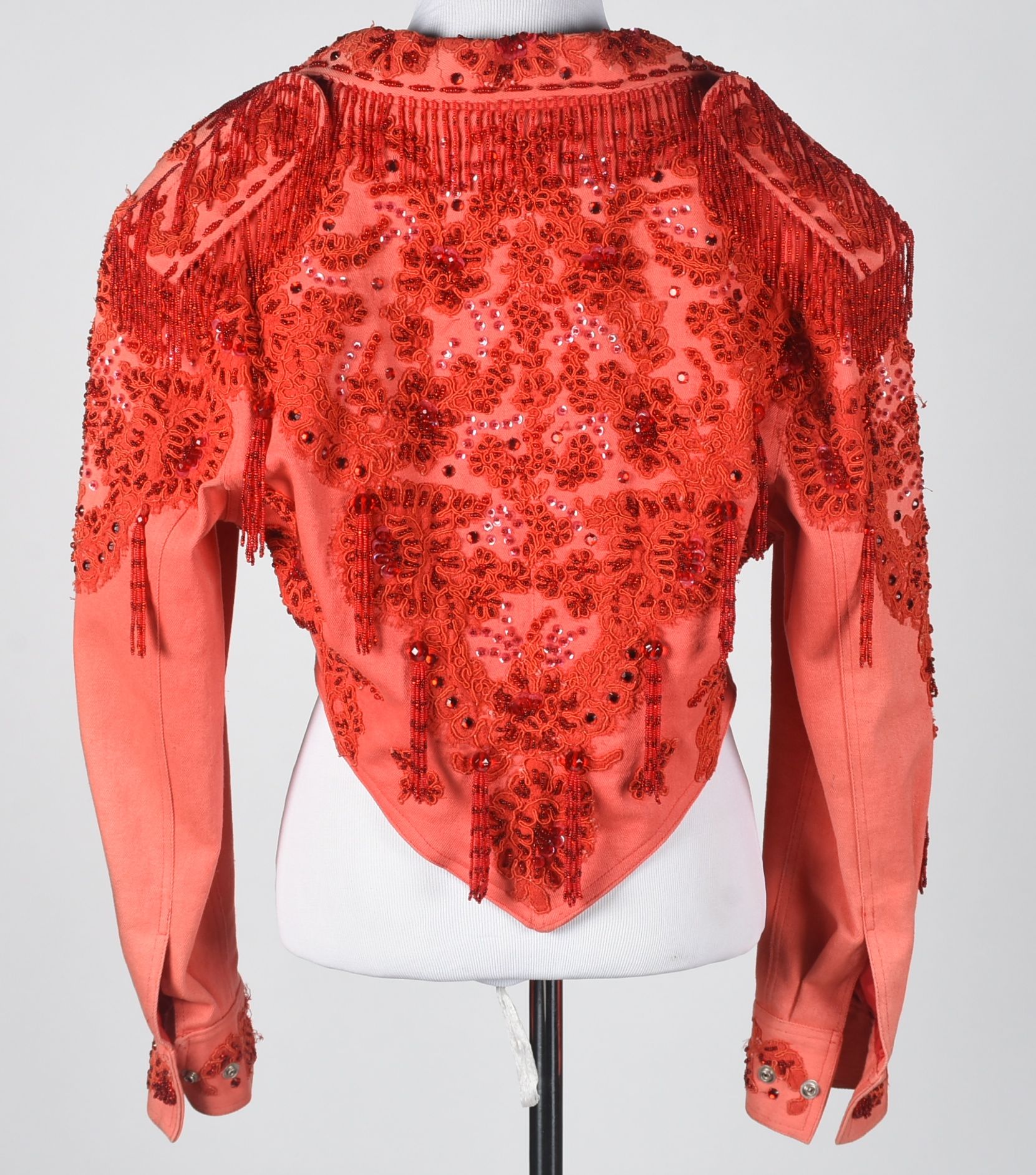 Vintage Sable of Dallas Red Denim Embellished Stage Ensemble with Fringe