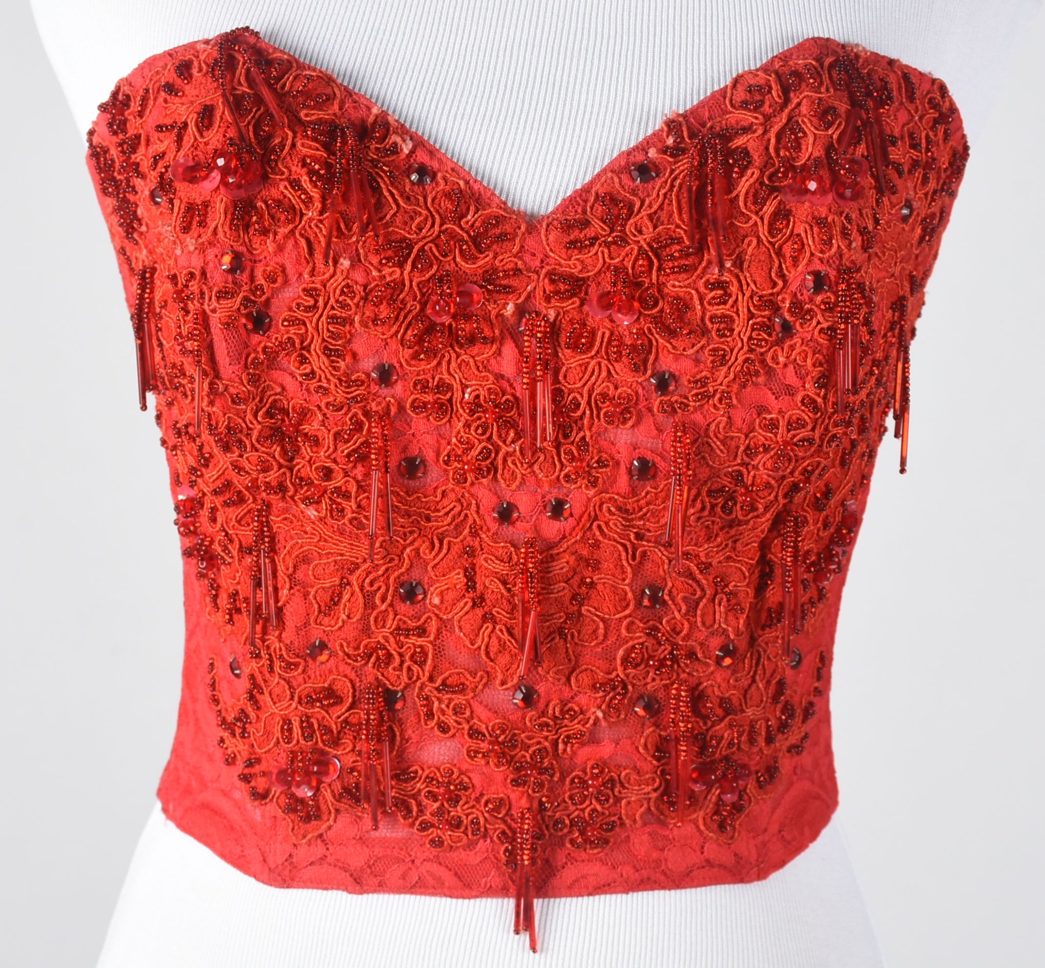 Vintage Sable of Dallas Red Denim Embellished Stage Ensemble with Fringe