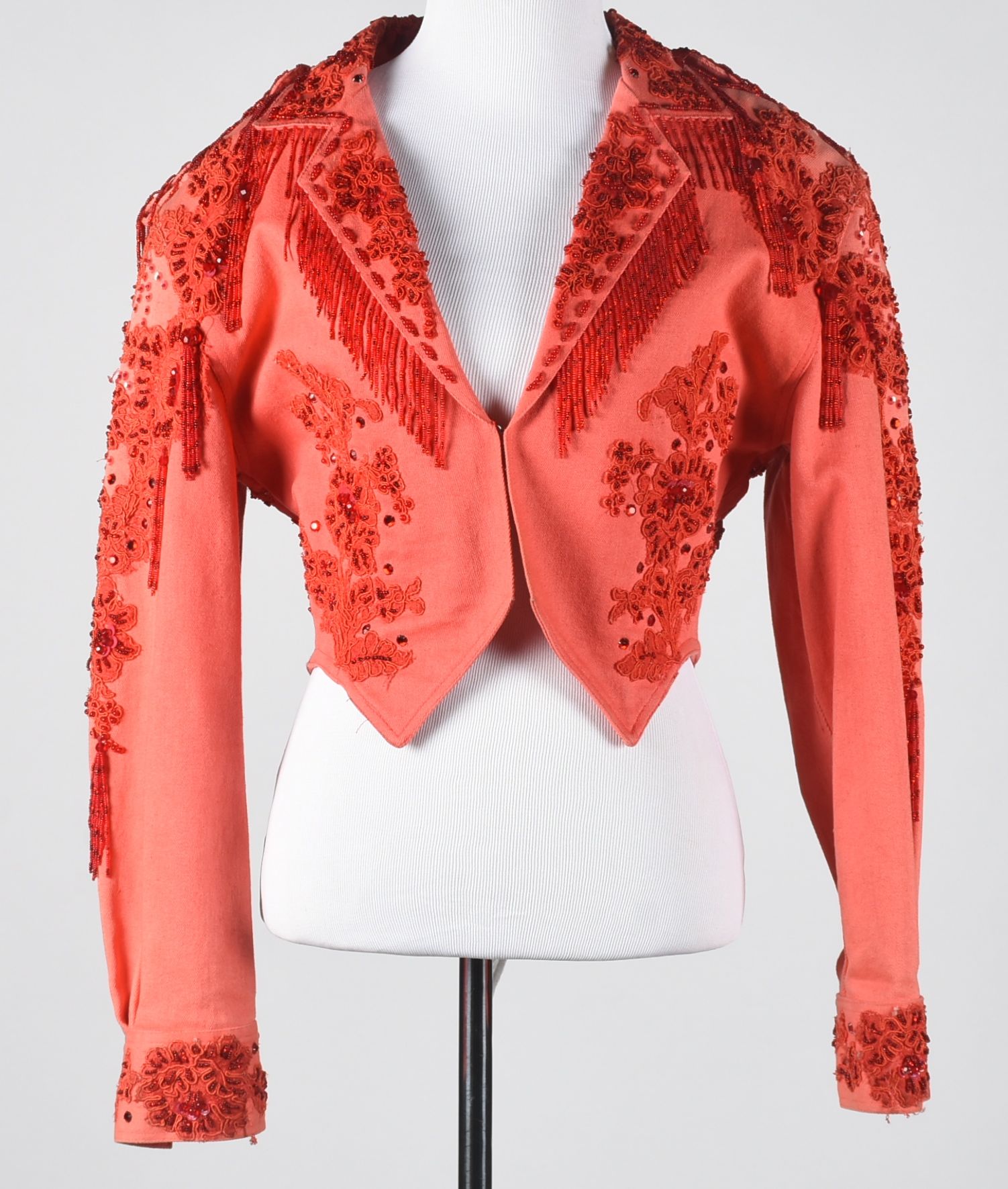 Vintage Sable of Dallas Red Denim Embellished Stage Ensemble with Fringe