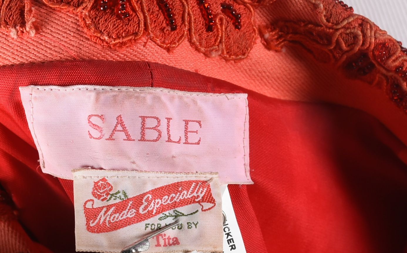 Vintage Sable of Dallas Red Denim Embellished Stage Ensemble with Fringe