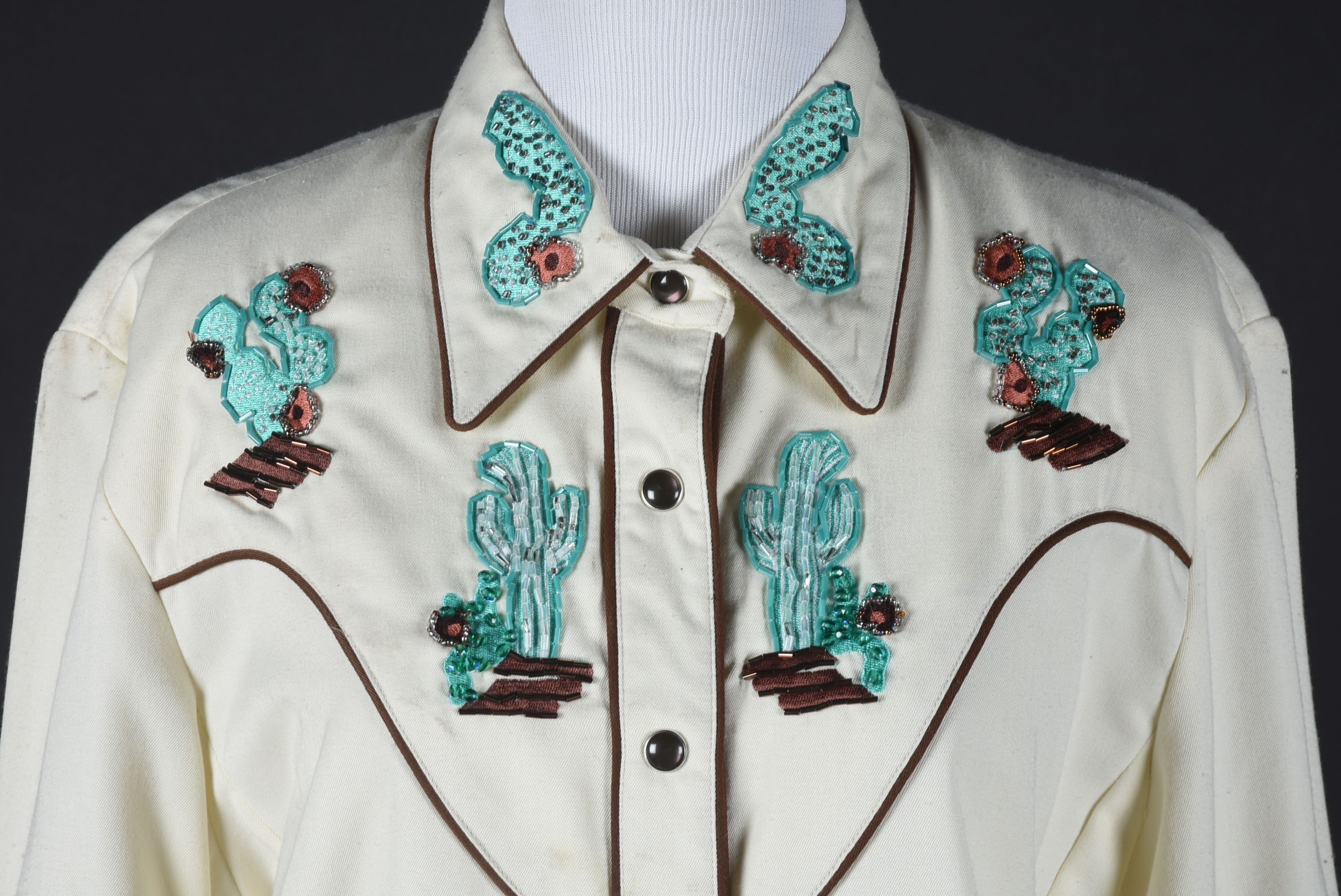 Scully Hand Embellished Western Dress Shirt with Embroidered Cactus