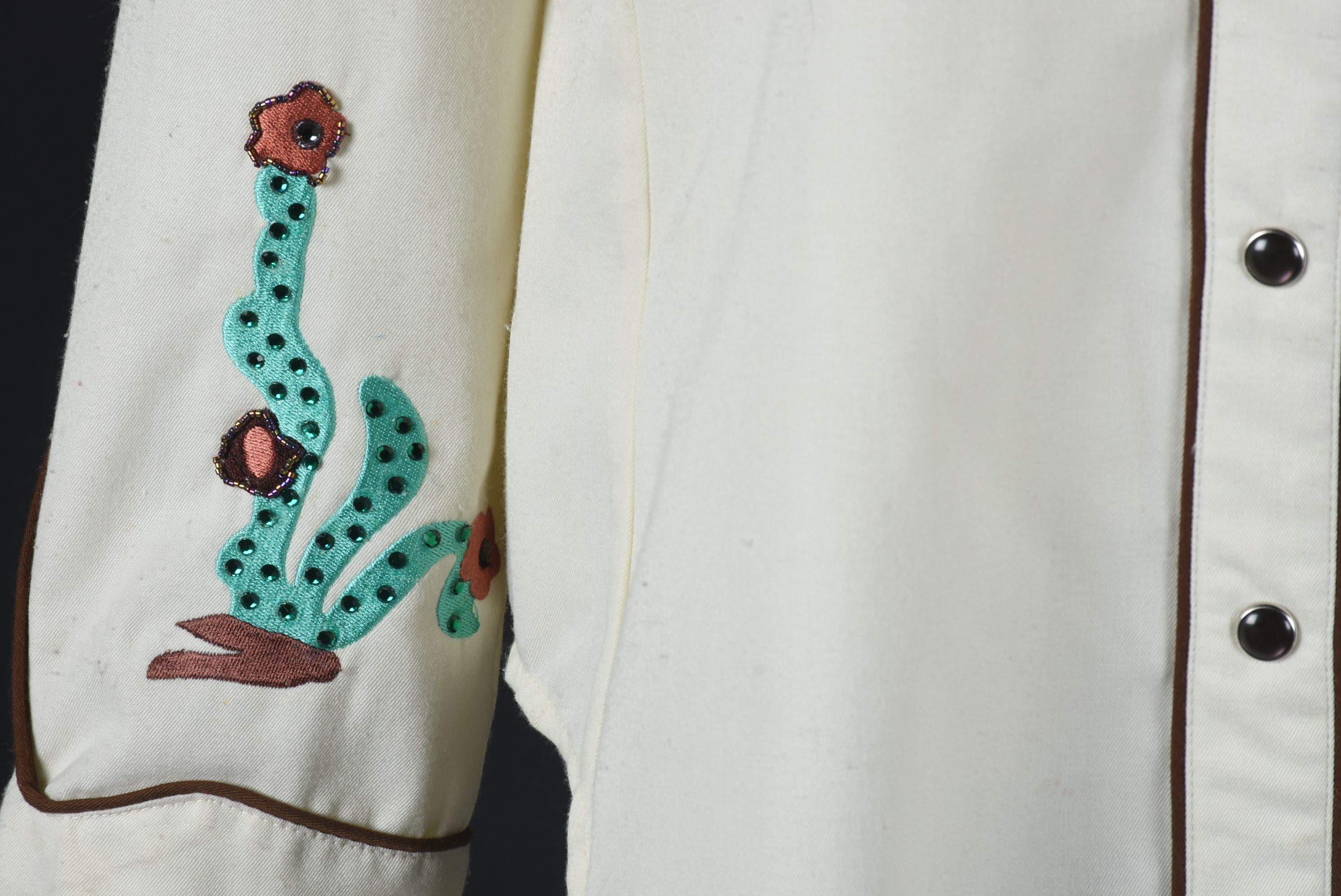 Scully Hand Embellished Western Dress Shirt with Embroidered Cactus