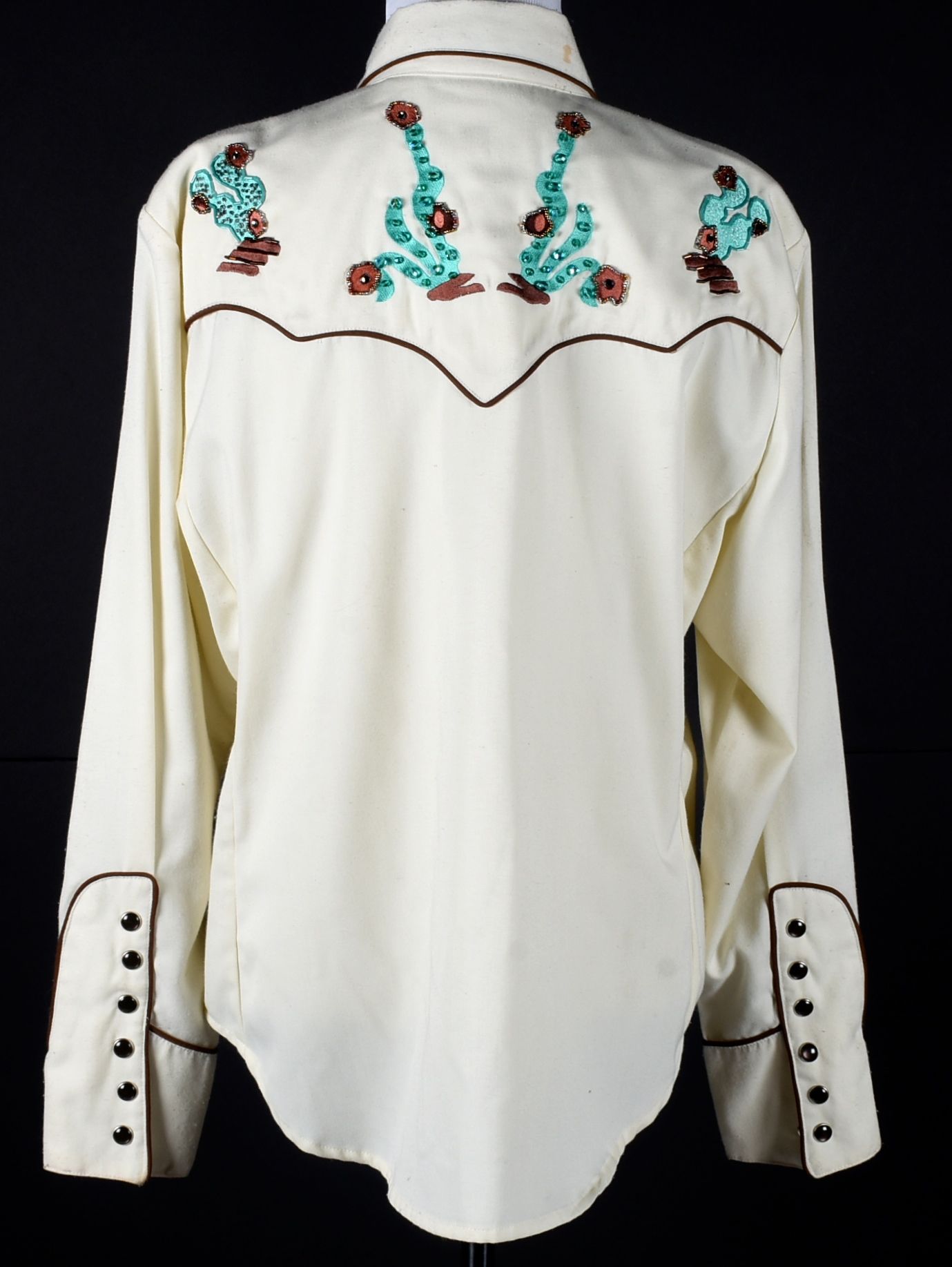 Scully Hand Embellished Western Dress Shirt with Embroidered Cactus