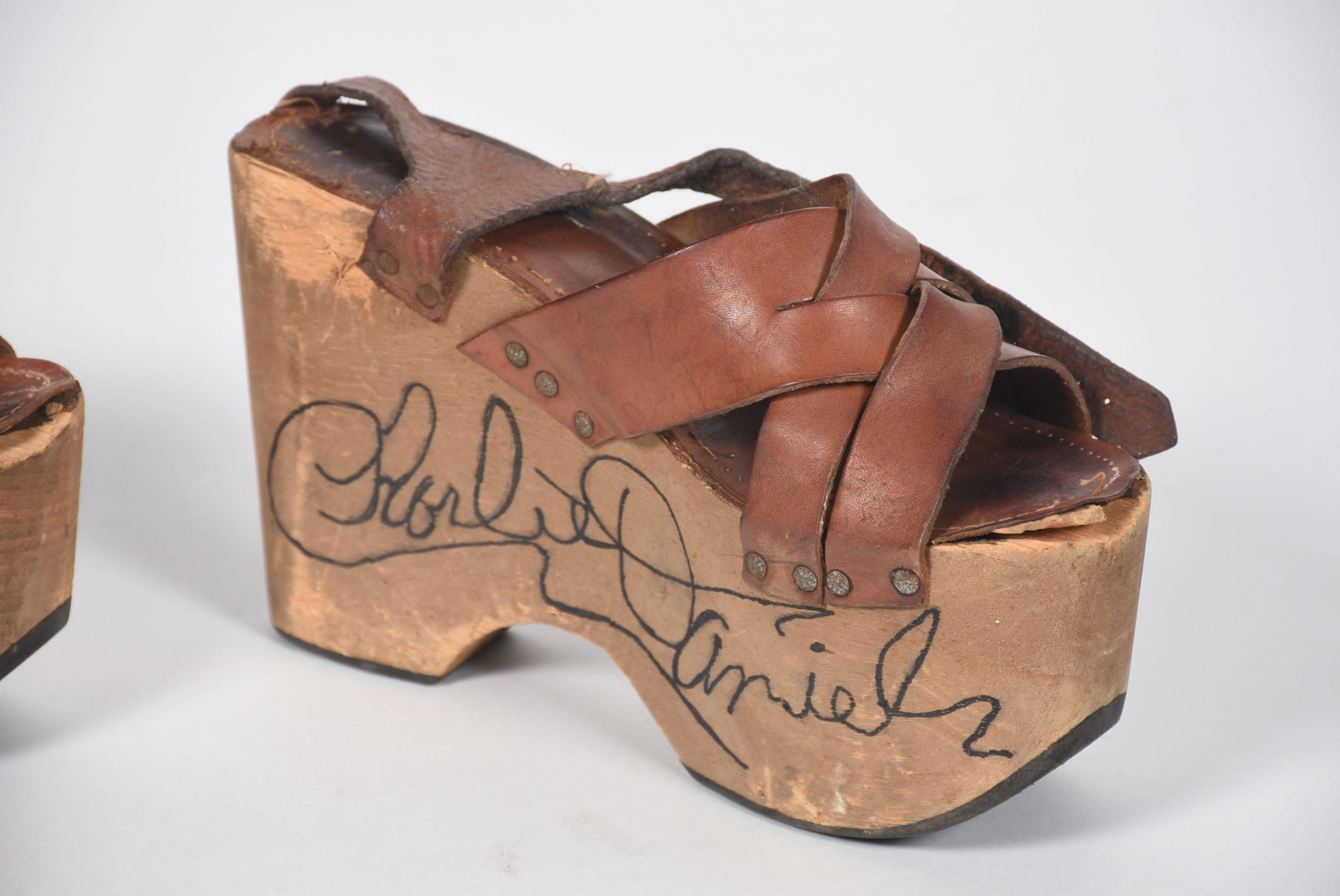 1970s Vintage Platform Sandals with Charlie Daniels Autograph