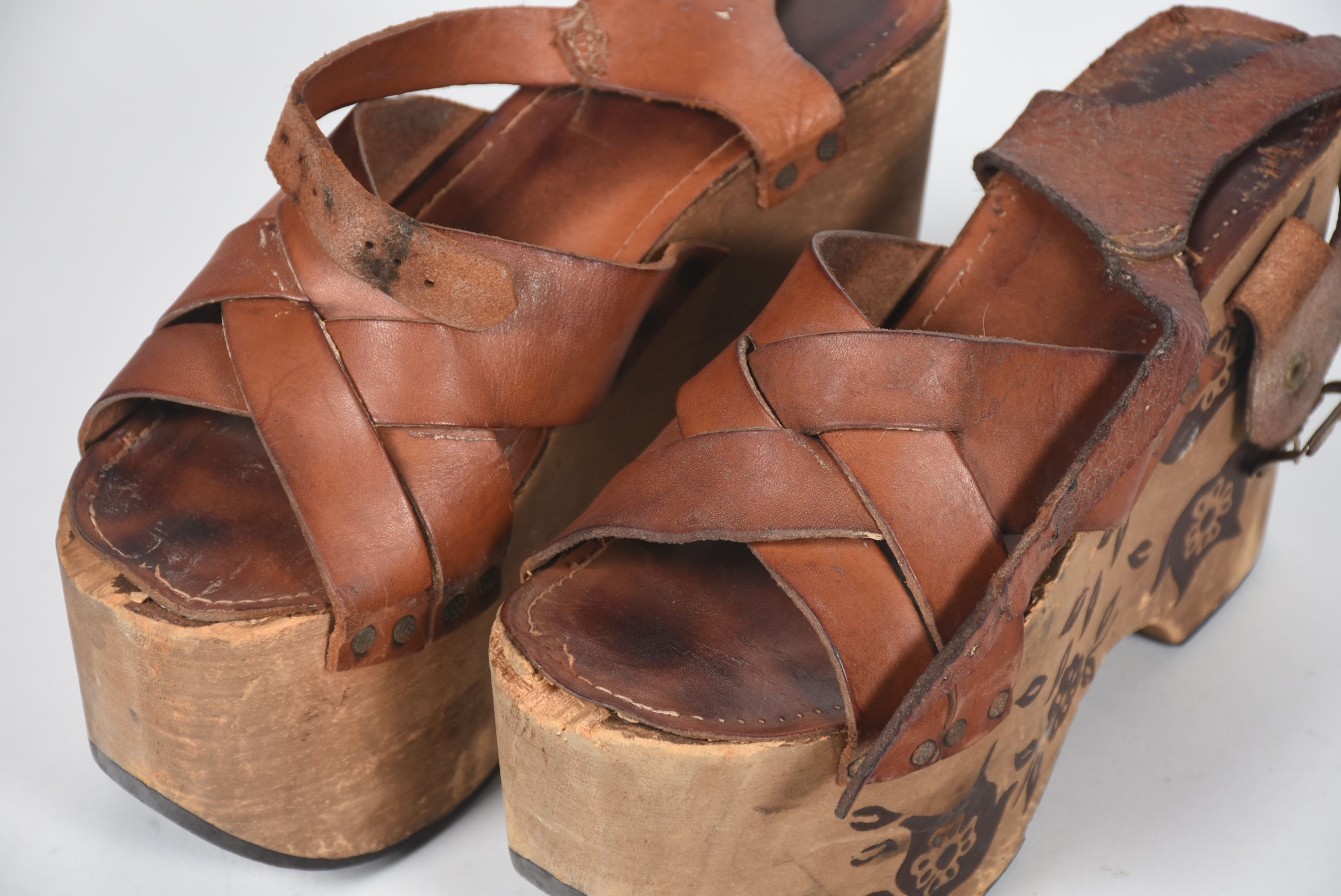 1970s Vintage Platform Sandals with Charlie Daniels Autograph