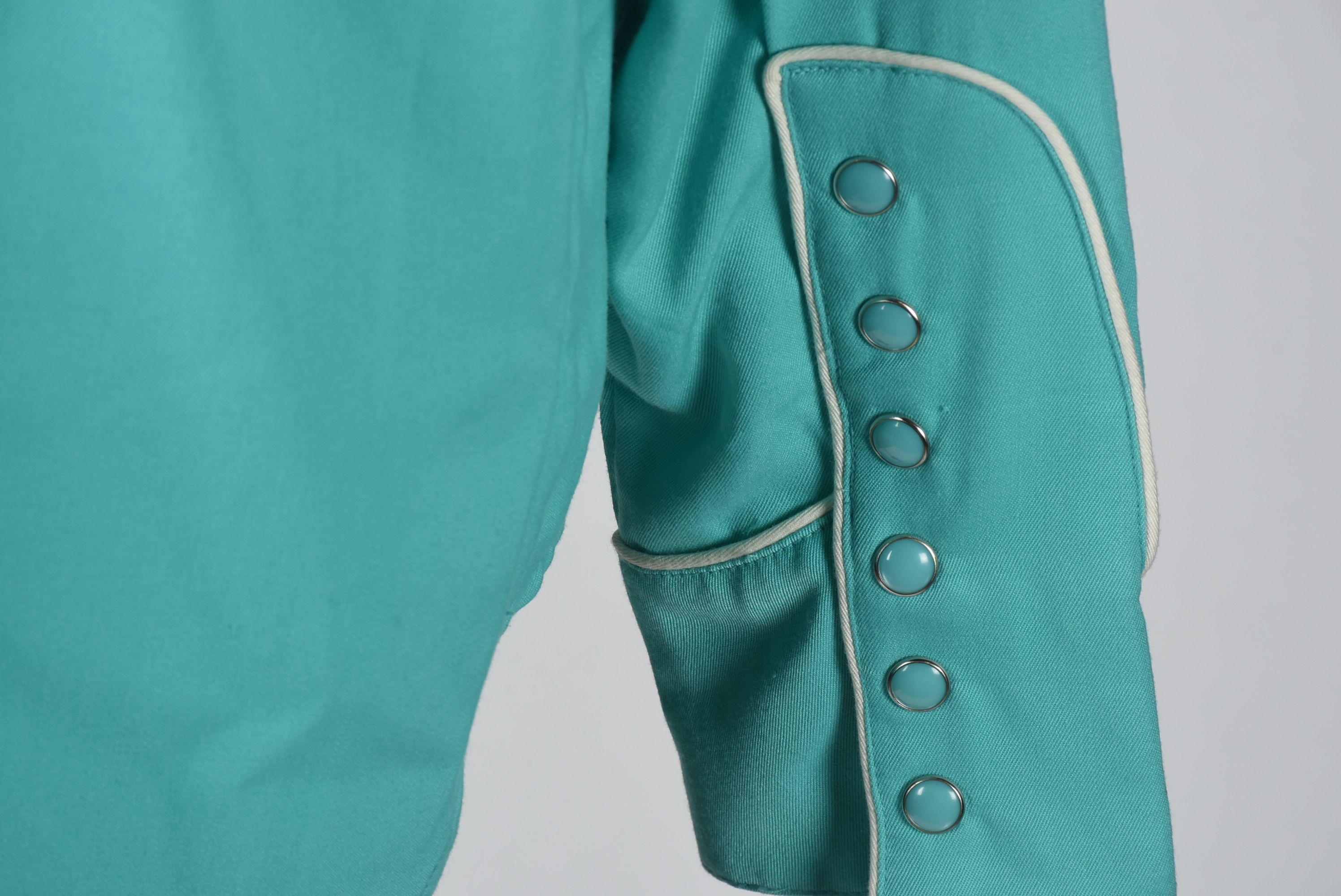 Scully Western Dress Shirt in Aqua Blue with White Piping
