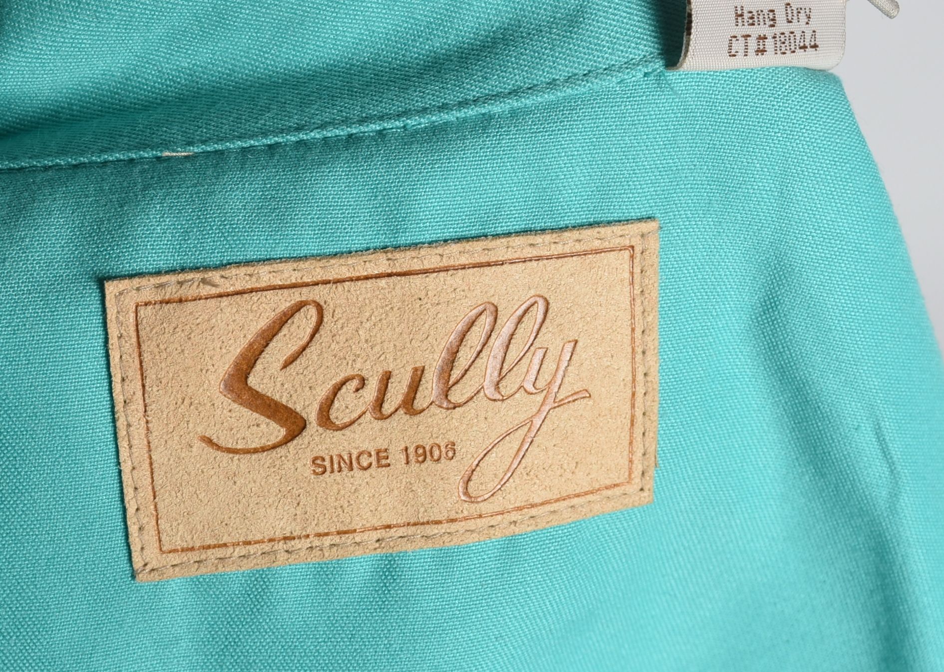 Scully Western Dress Shirt in Aqua Blue with White Piping