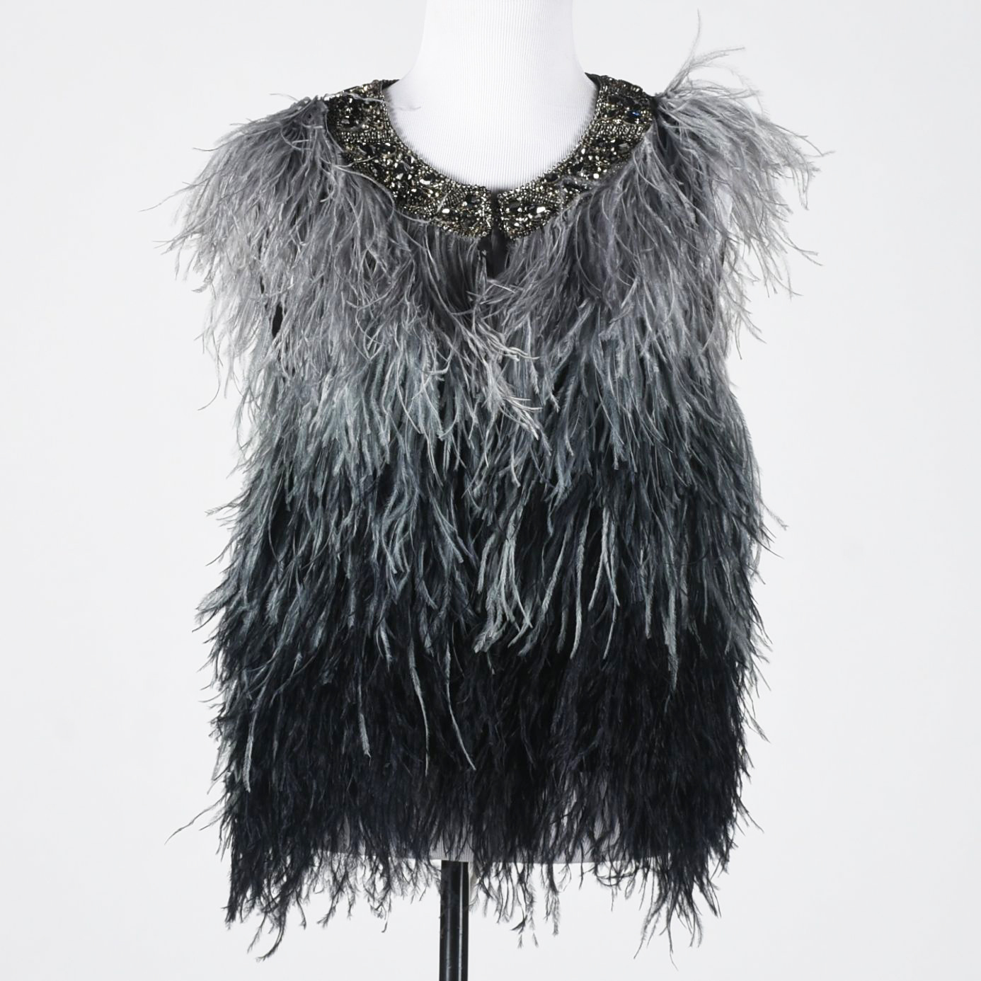 Haute Hippie Dyed Ostrich Feather Silk Embellished Vest