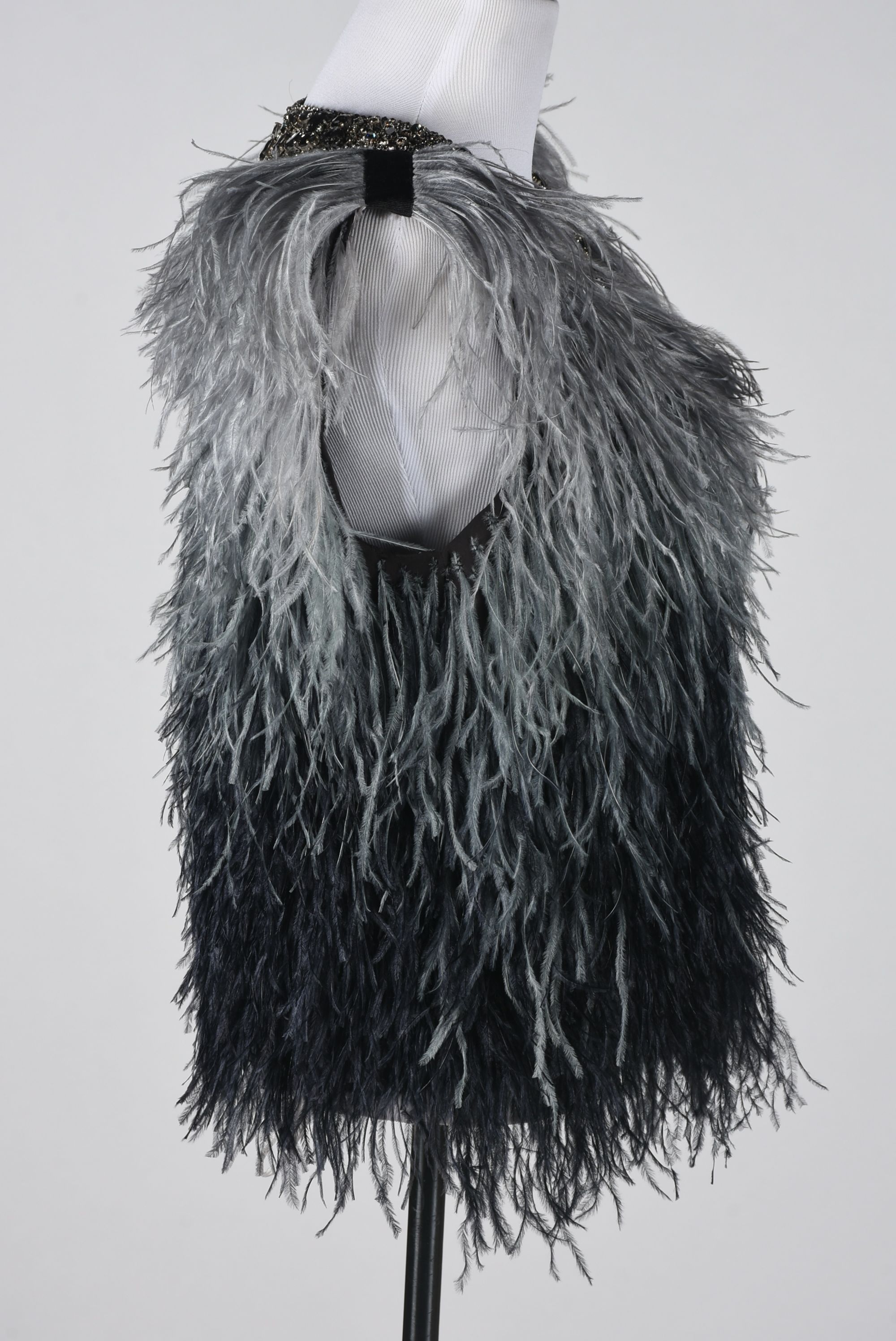 Haute Hippie Dyed Ostrich Feather Silk Embellished Vest