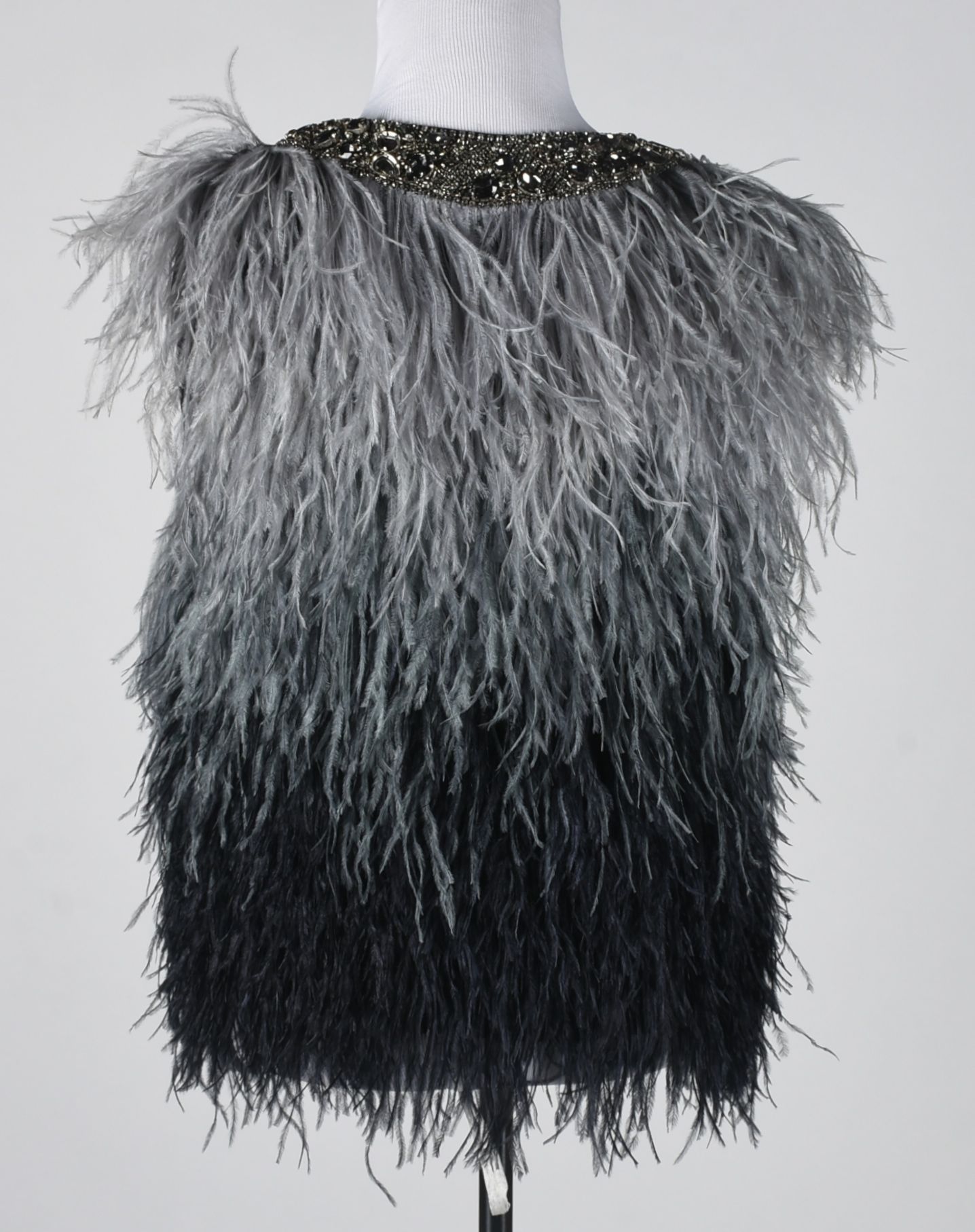 Haute Hippie Dyed Ostrich Feather Silk Embellished Vest