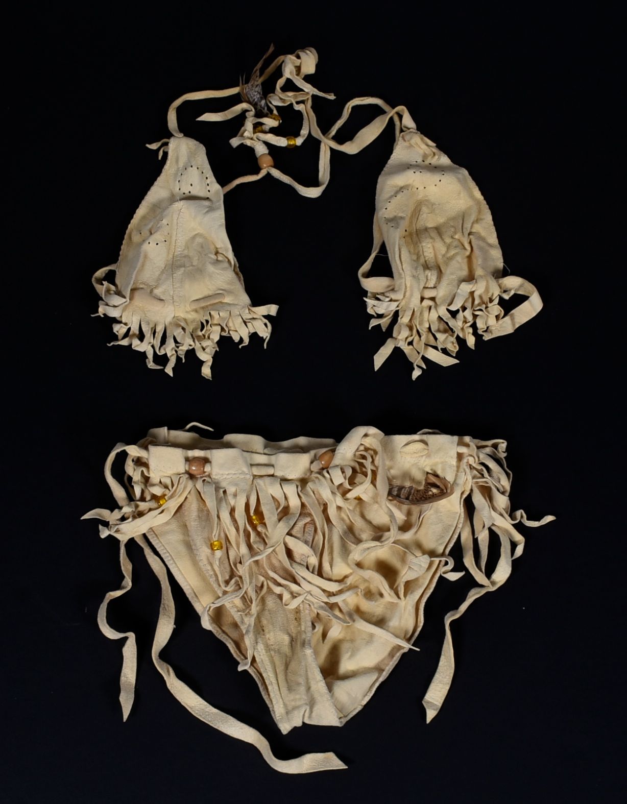 Vintage Tan Suede Two-Piece Bikini Worn During Photo Shoot for "Strong Enough To Bend"