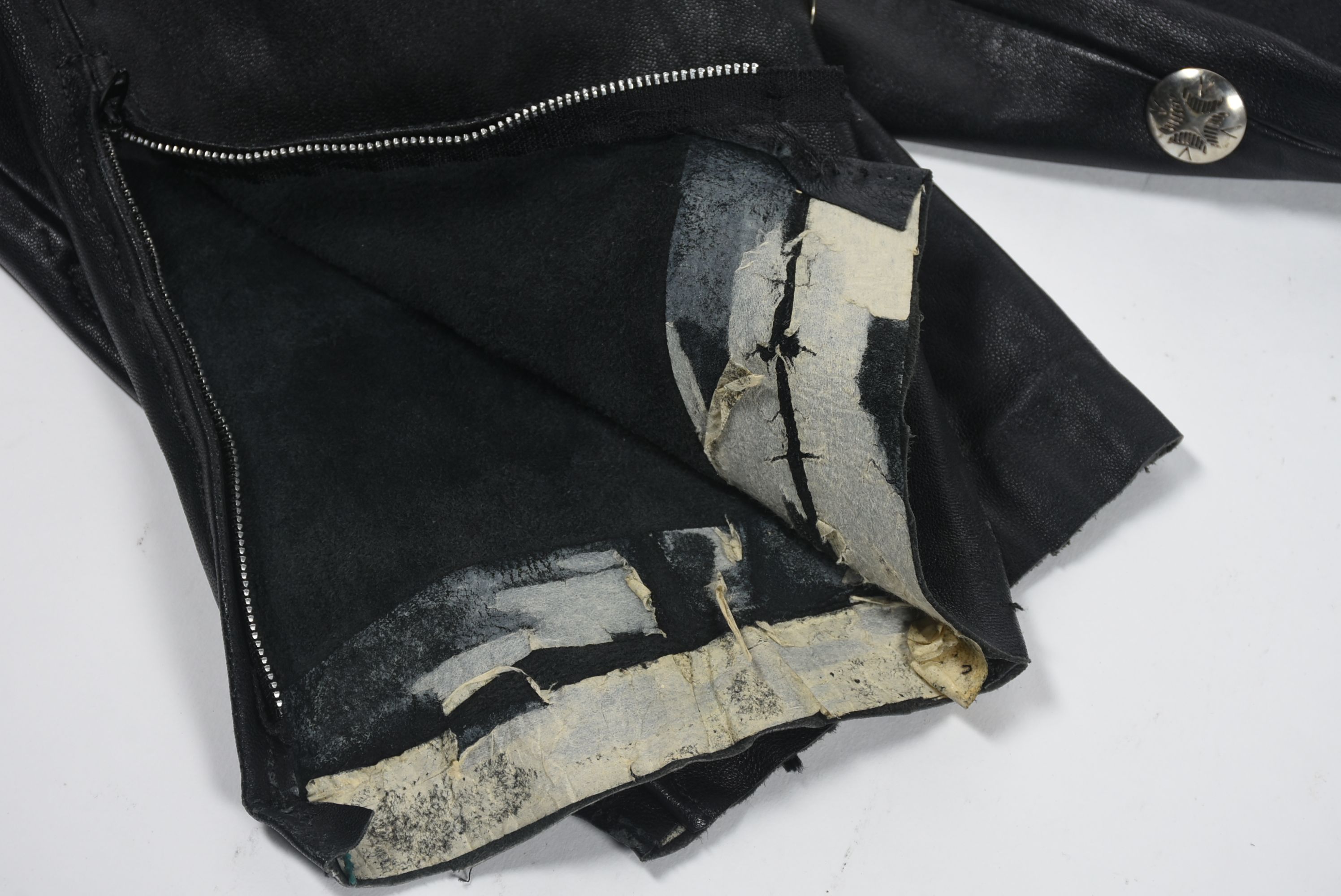 Michael Hoban for North Beach Leather Black Leather Pants Embellished with Conchos