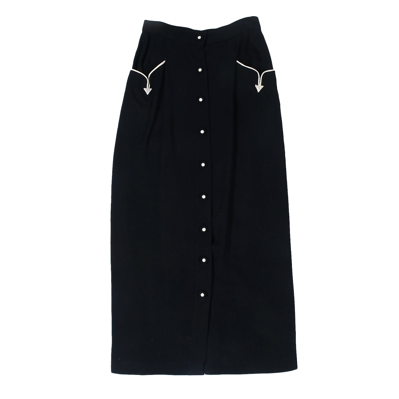 Karen Kane Black Western Skirt with Arrow Pockets