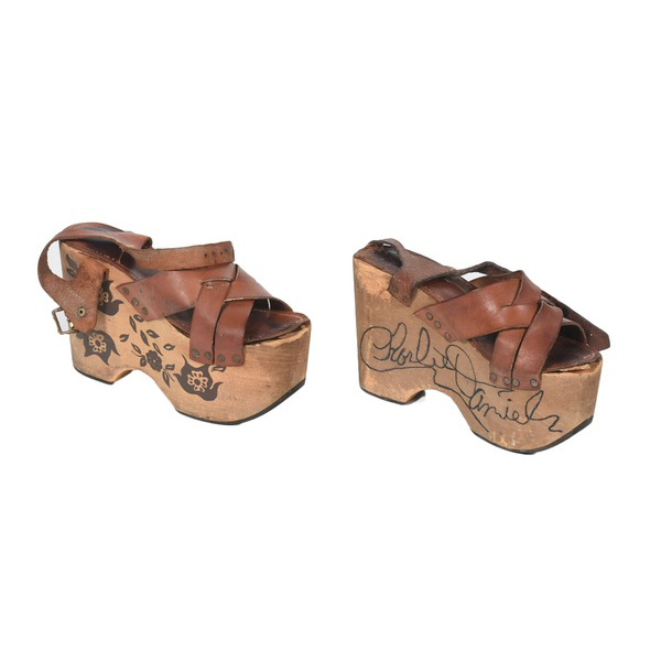 1970s Vintage Platform Sandals with Charlie Daniels Autograph EBTH