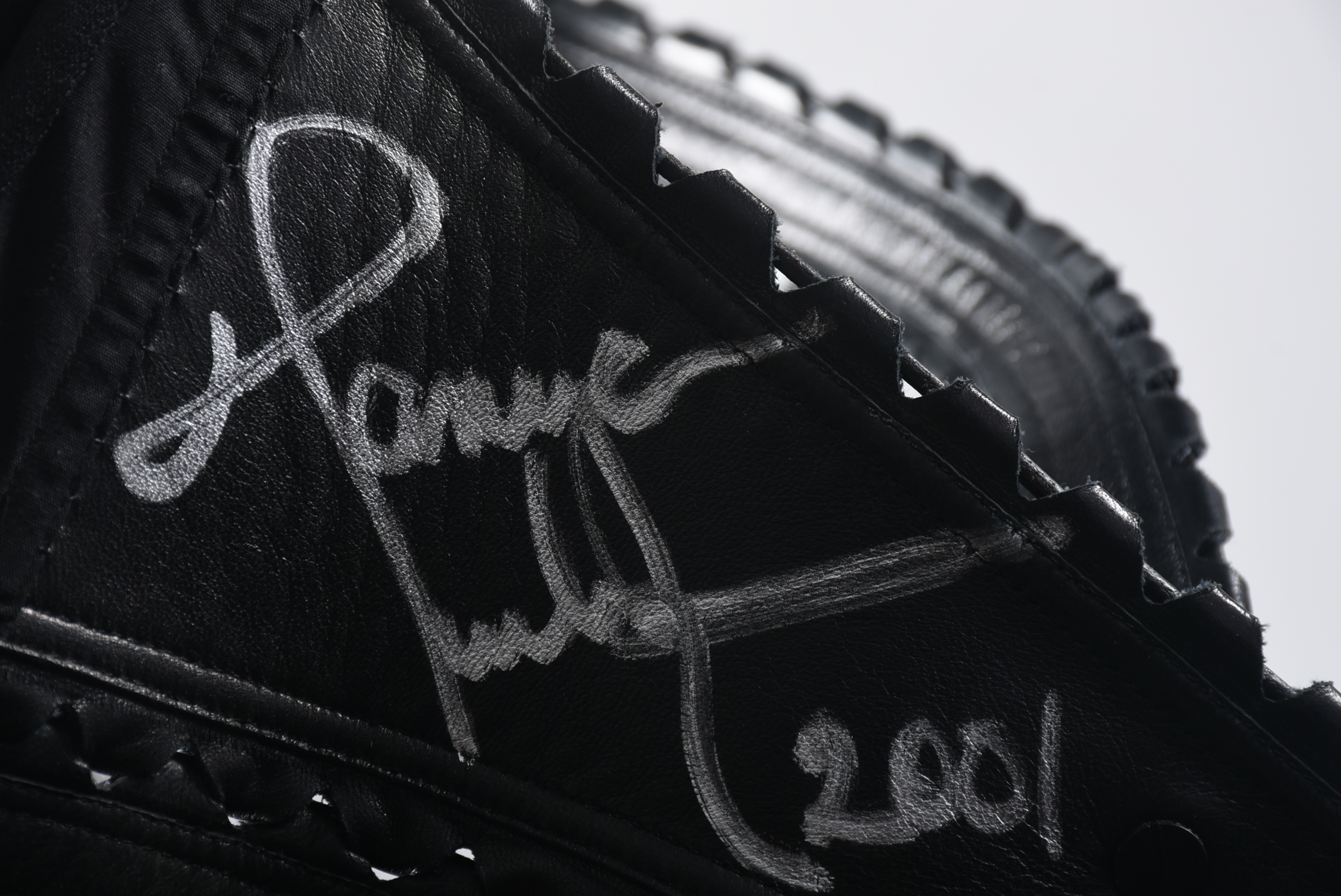 Azzedine Alaïa of Paris High End Designer Black Leather Bustier and Fringed Mini Skirt with Tanya's Autograph