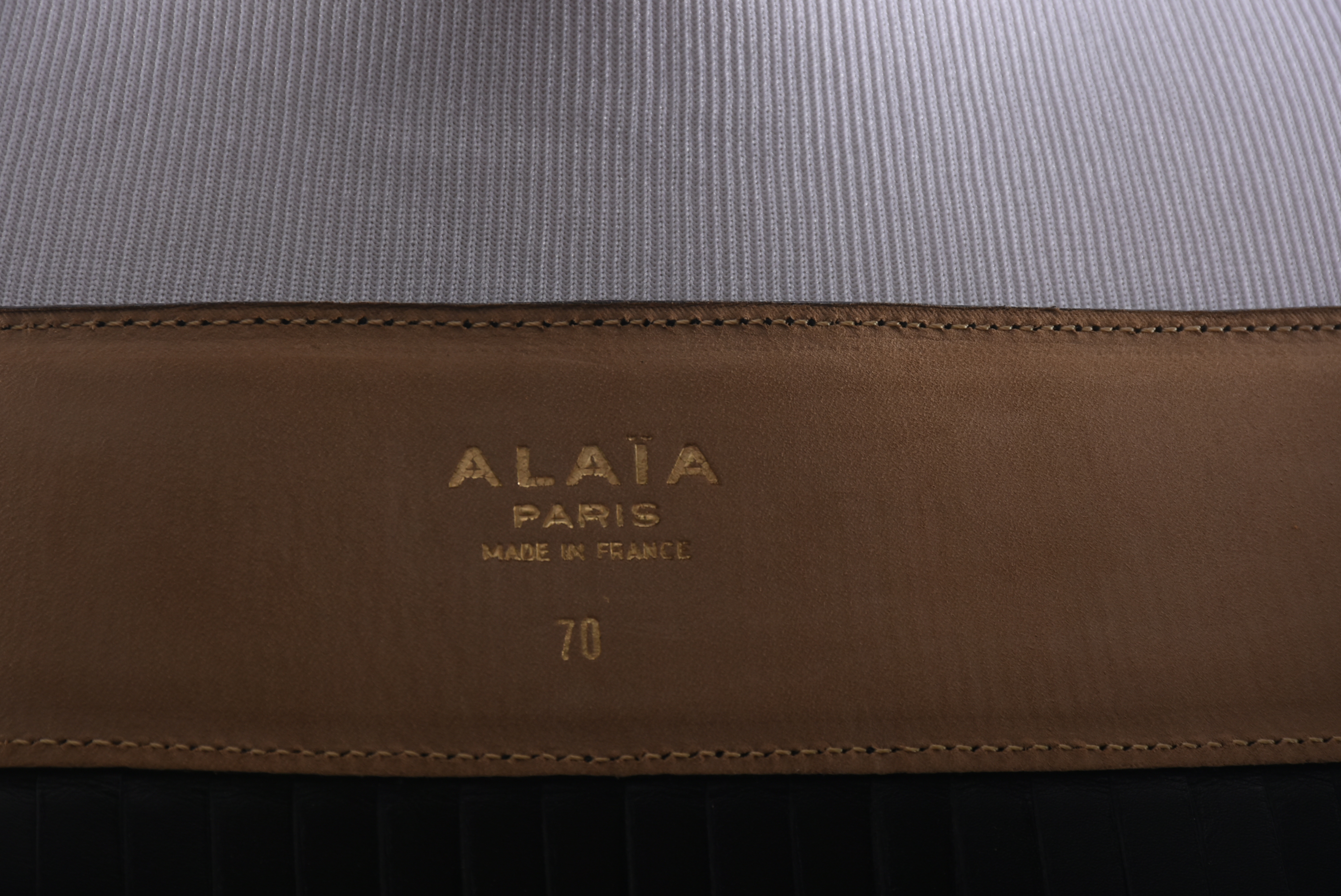 Azzedine Alaïa of Paris High End Designer Black Leather Bustier and Fringed Mini Skirt with Tanya's Autograph