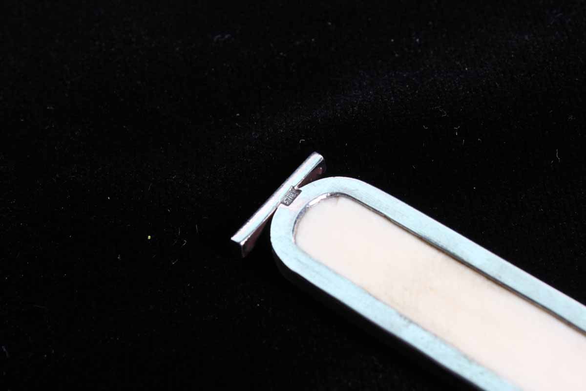 Sterling and Bone Cartouche Pendant