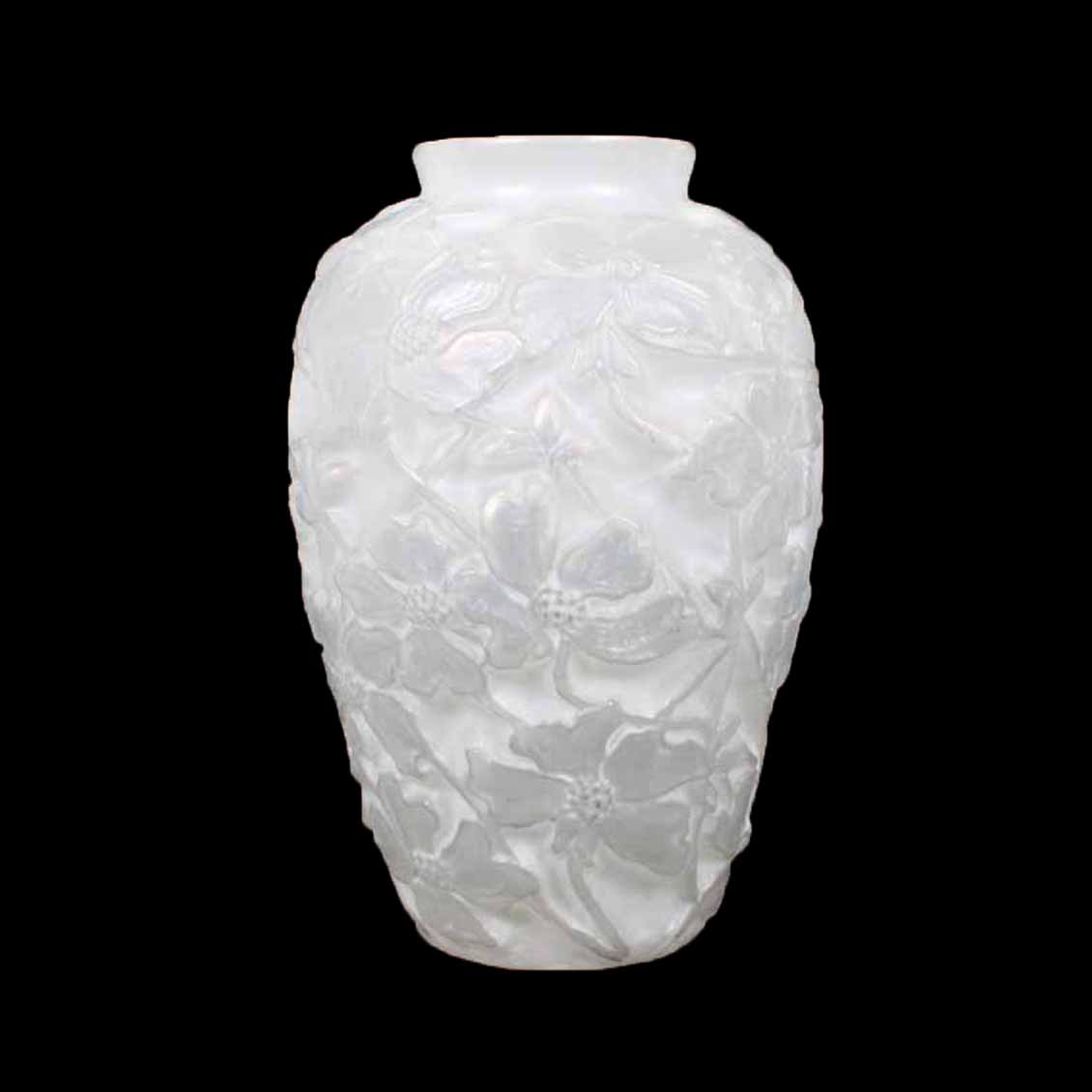 White Satin Glass Vase with Flowers