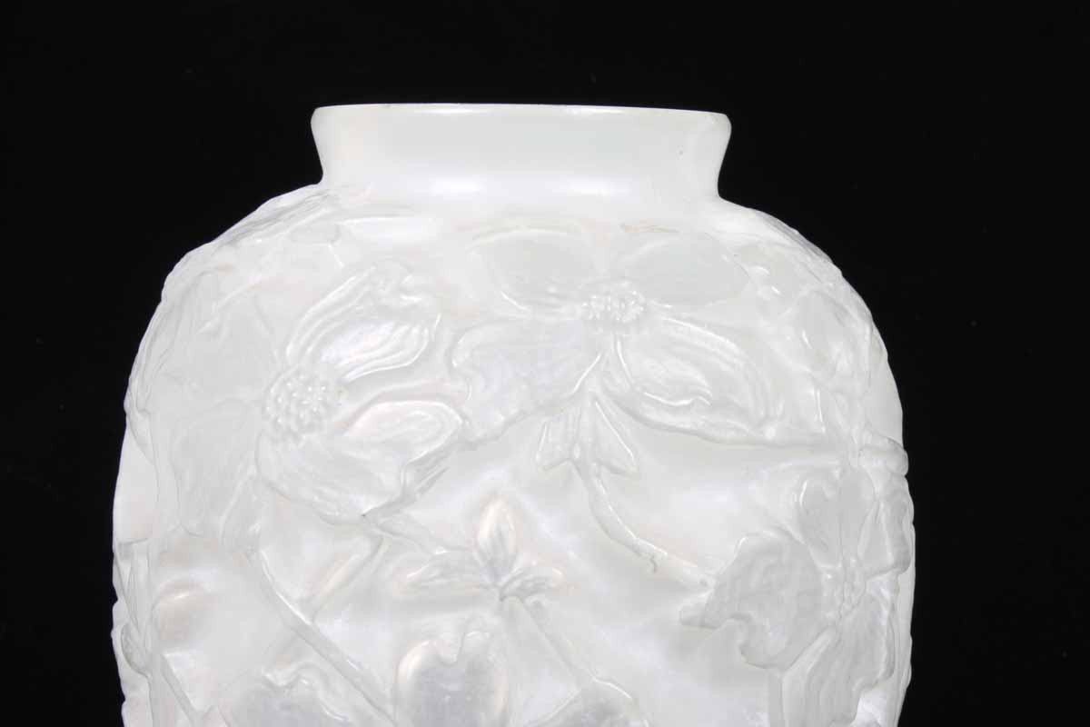 White Satin Glass Vase with Flowers