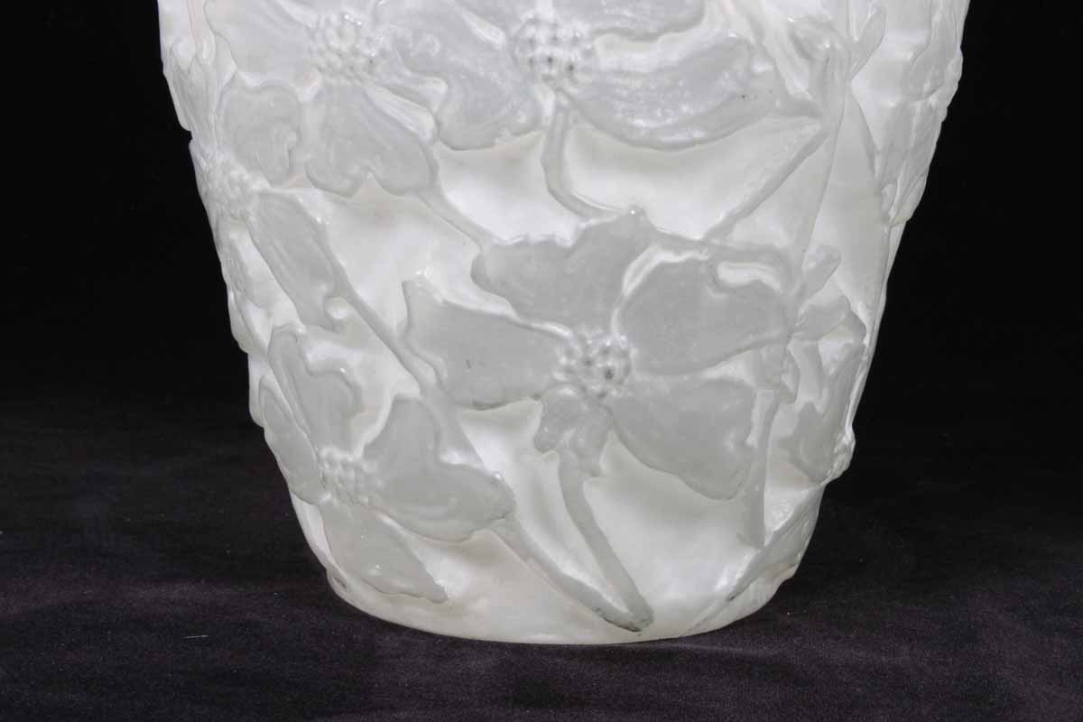 White Satin Glass Vase with Flowers
