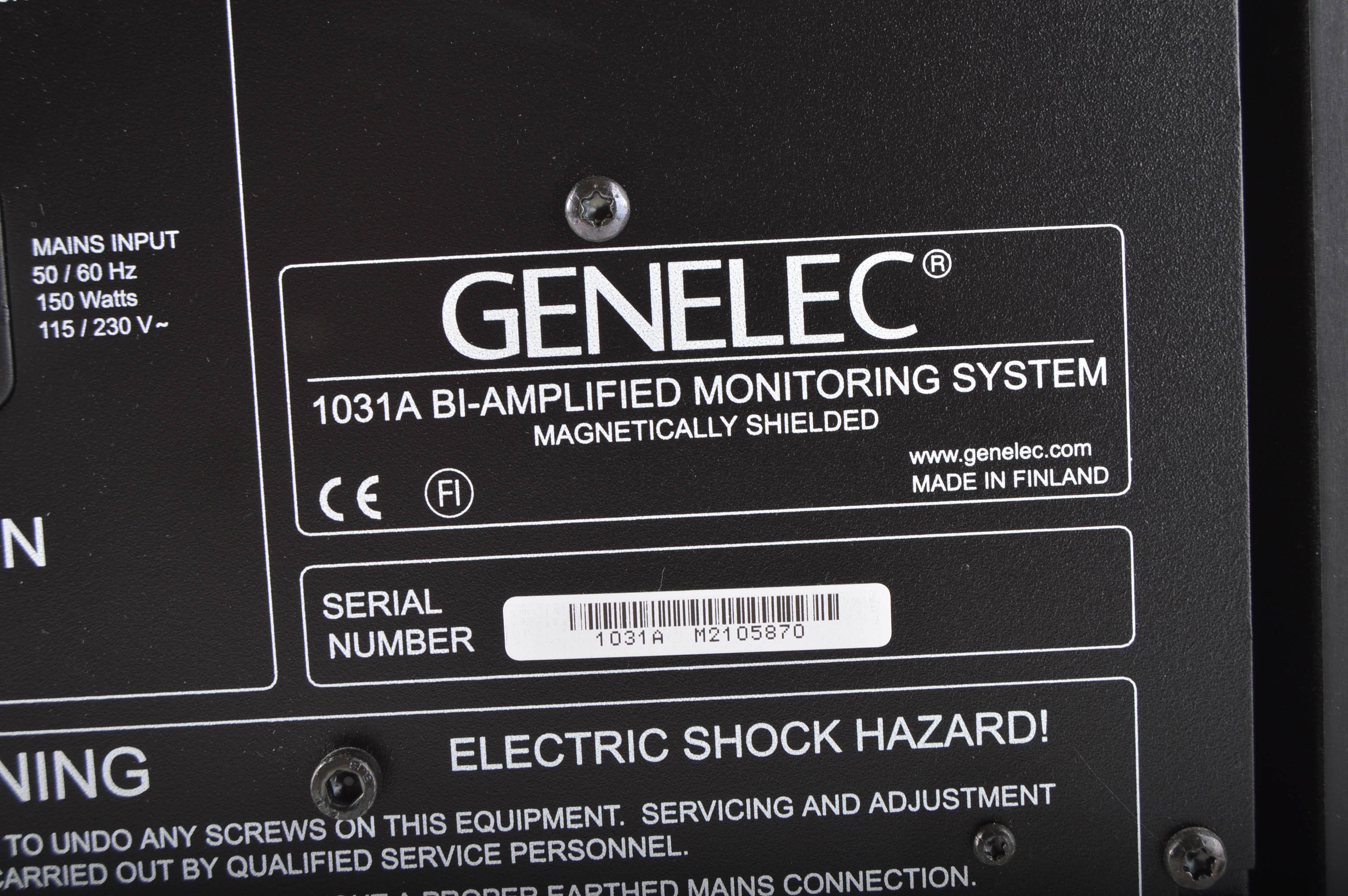 Matched Pair Genelec 1031A Studio Monitors