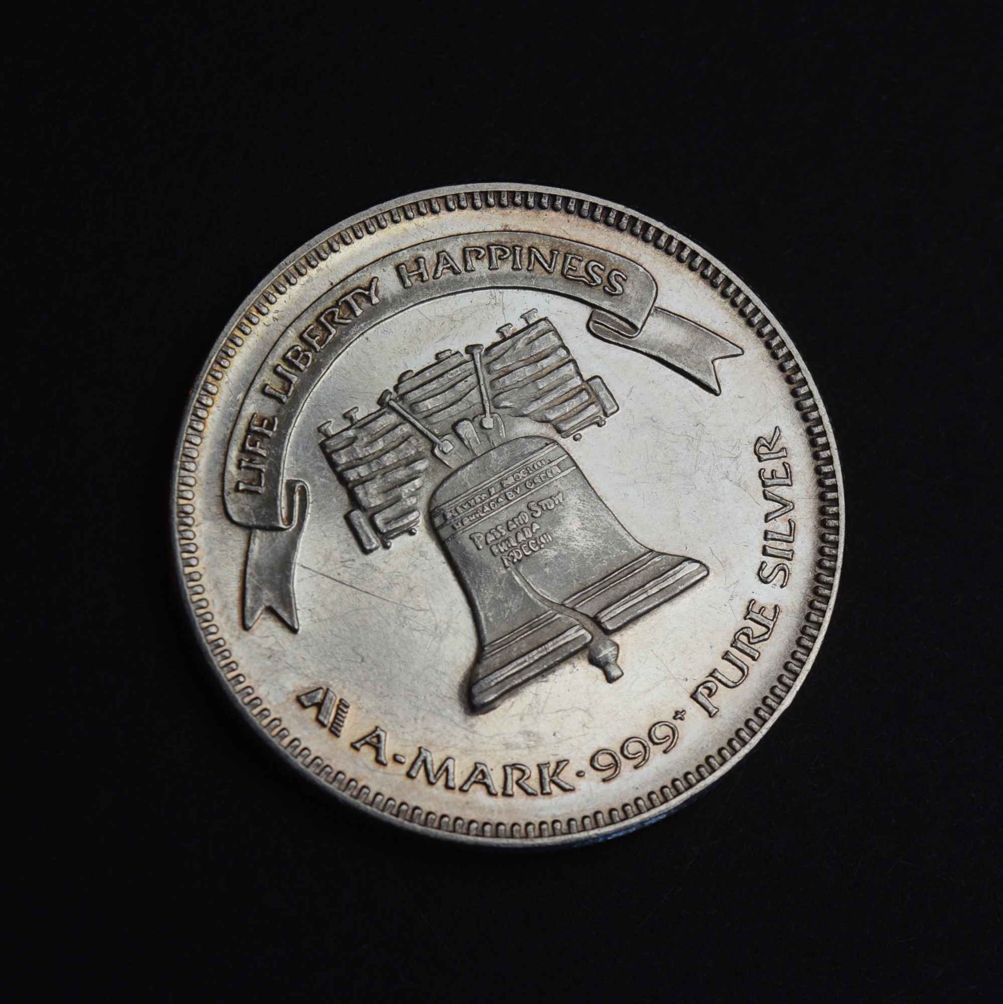 2000 P Walking Liberty Dollar and 1985 Life Liberty Happiness Silver Coin