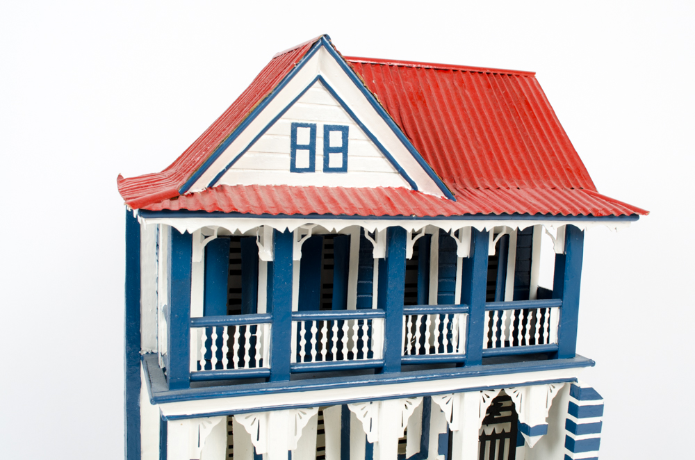 Erick LaFond Dark Blue and White House Sculpture