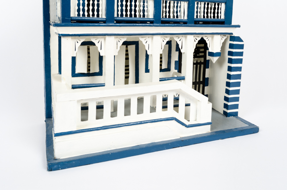 Erick LaFond Dark Blue and White House Sculpture