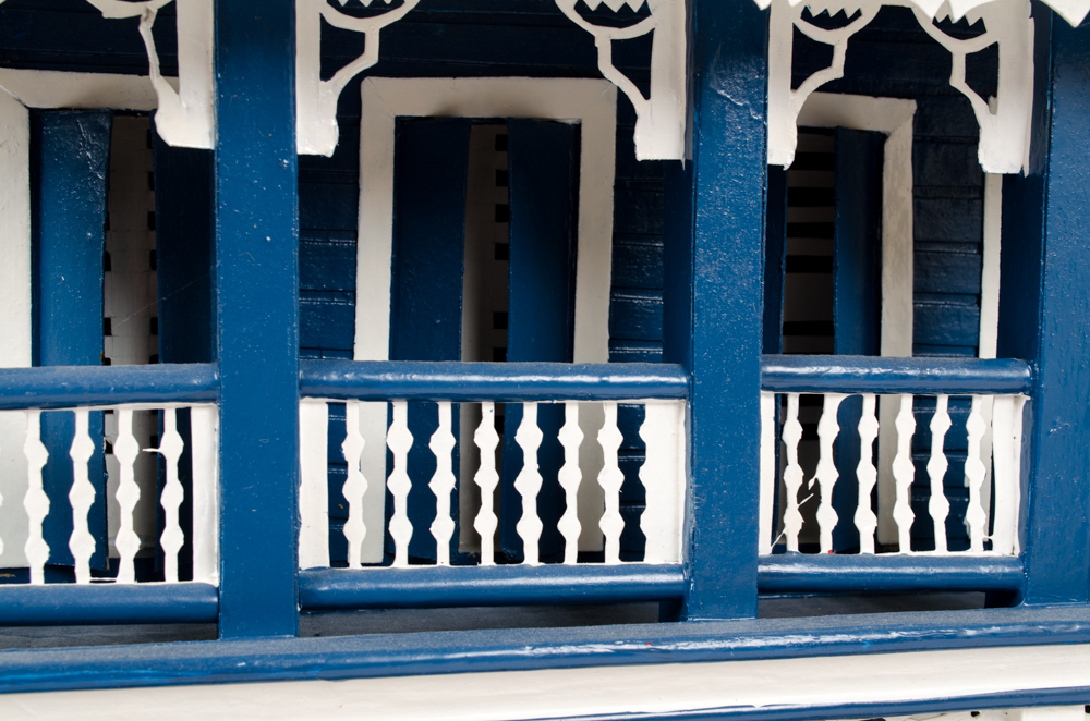 Erick LaFond Dark Blue and White House Sculpture