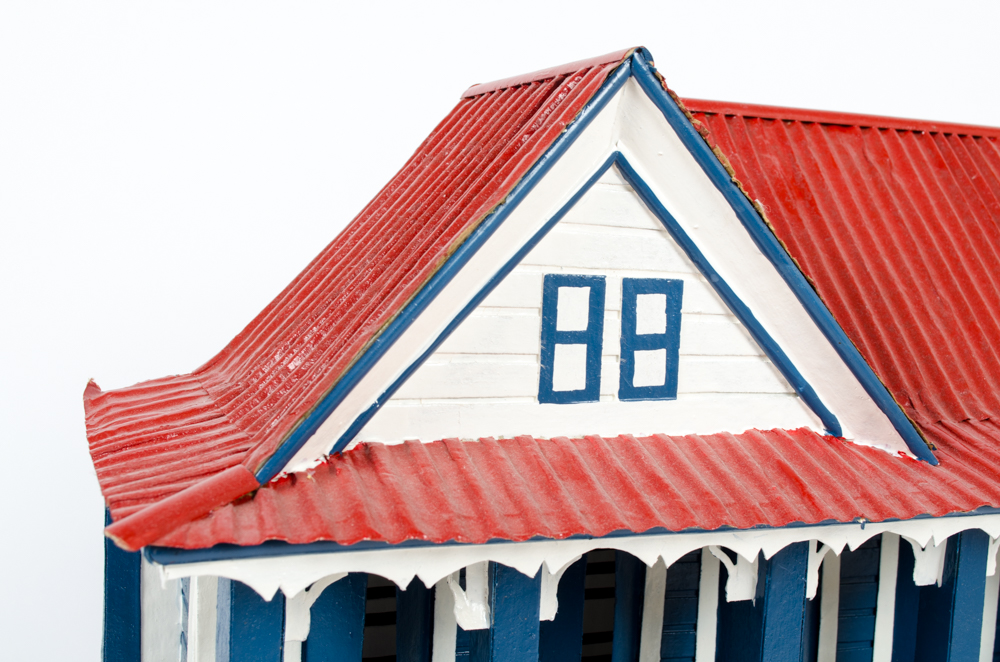 Erick LaFond Dark Blue and White House Sculpture