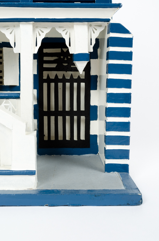 Erick LaFond Dark Blue and White House Sculpture