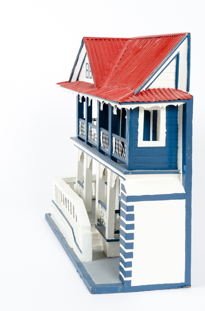 Erick LaFond Dark Blue and White House Sculpture