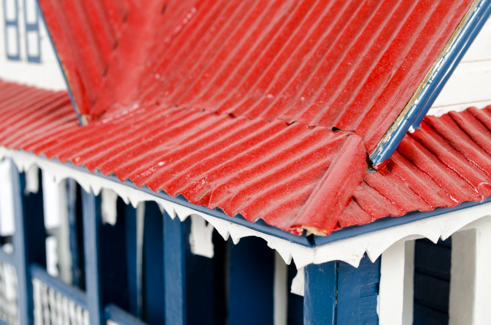 Erick LaFond Dark Blue and White House Sculpture