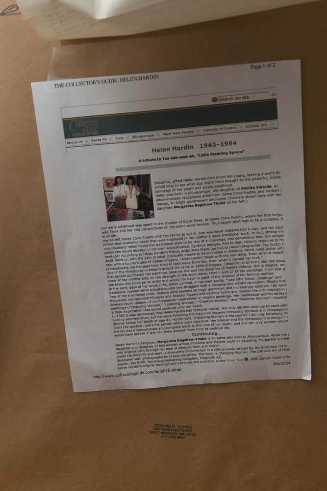 Helen Hardin "Santa Clara Pueblo, New Mexico" Aquatint