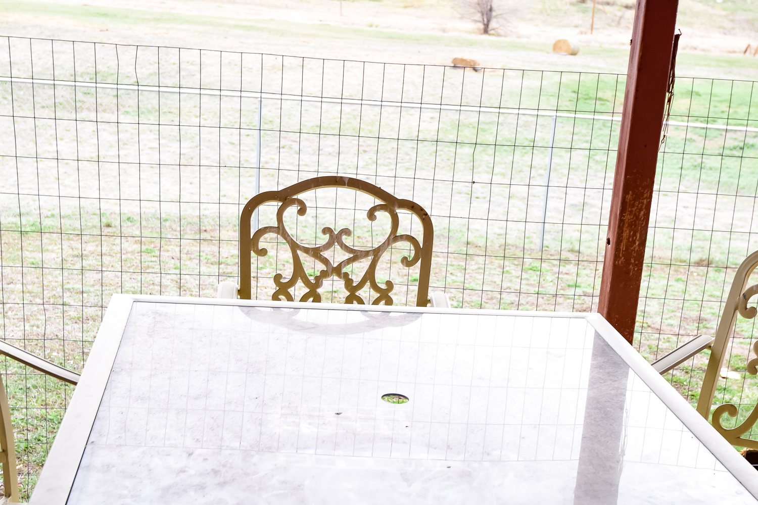 Glass Top Patio Table and Four Chairs