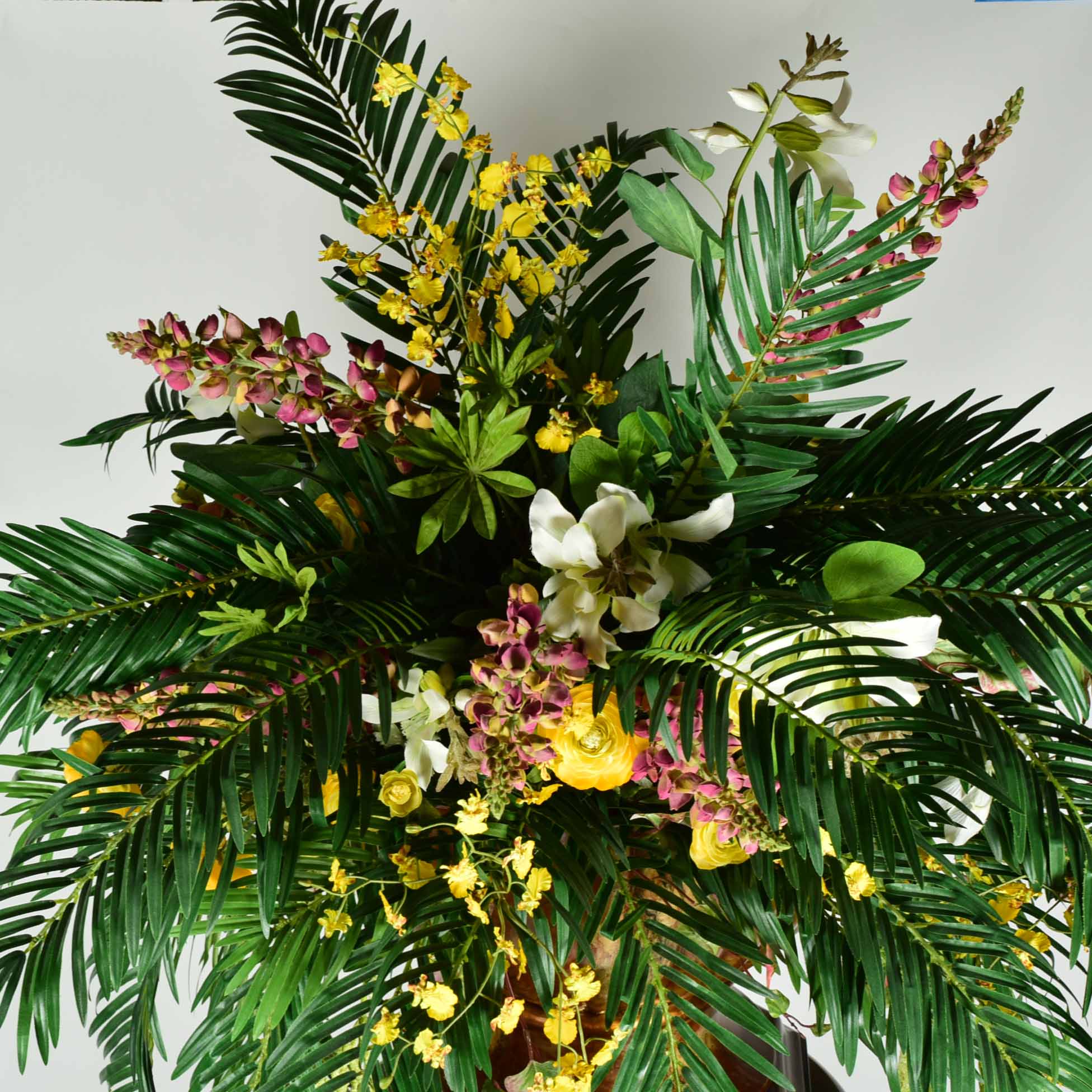Molded Resin Pot with Fern and Mixed Bouquet