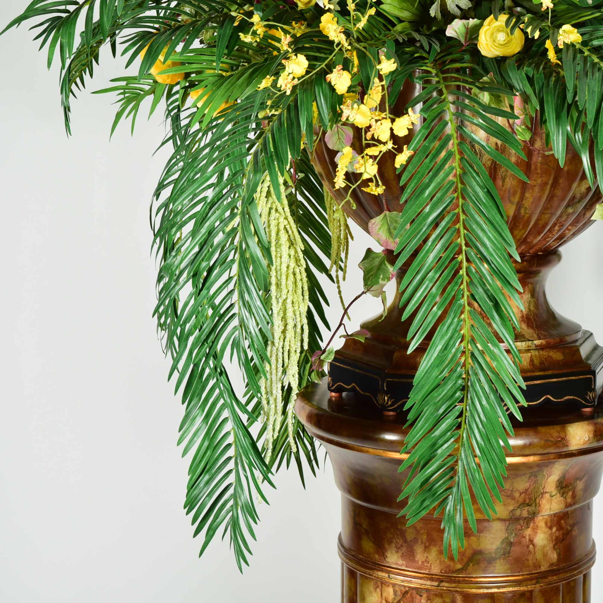 Molded Resin Pot with Fern and Mixed Bouquet