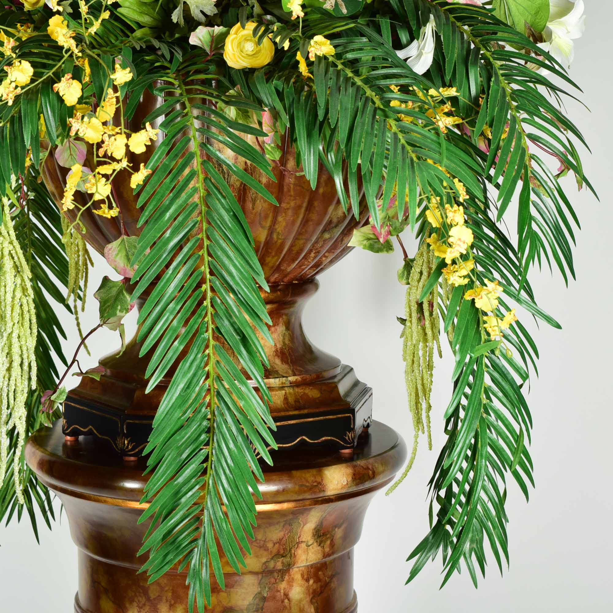 Molded Resin Pot with Fern and Mixed Bouquet