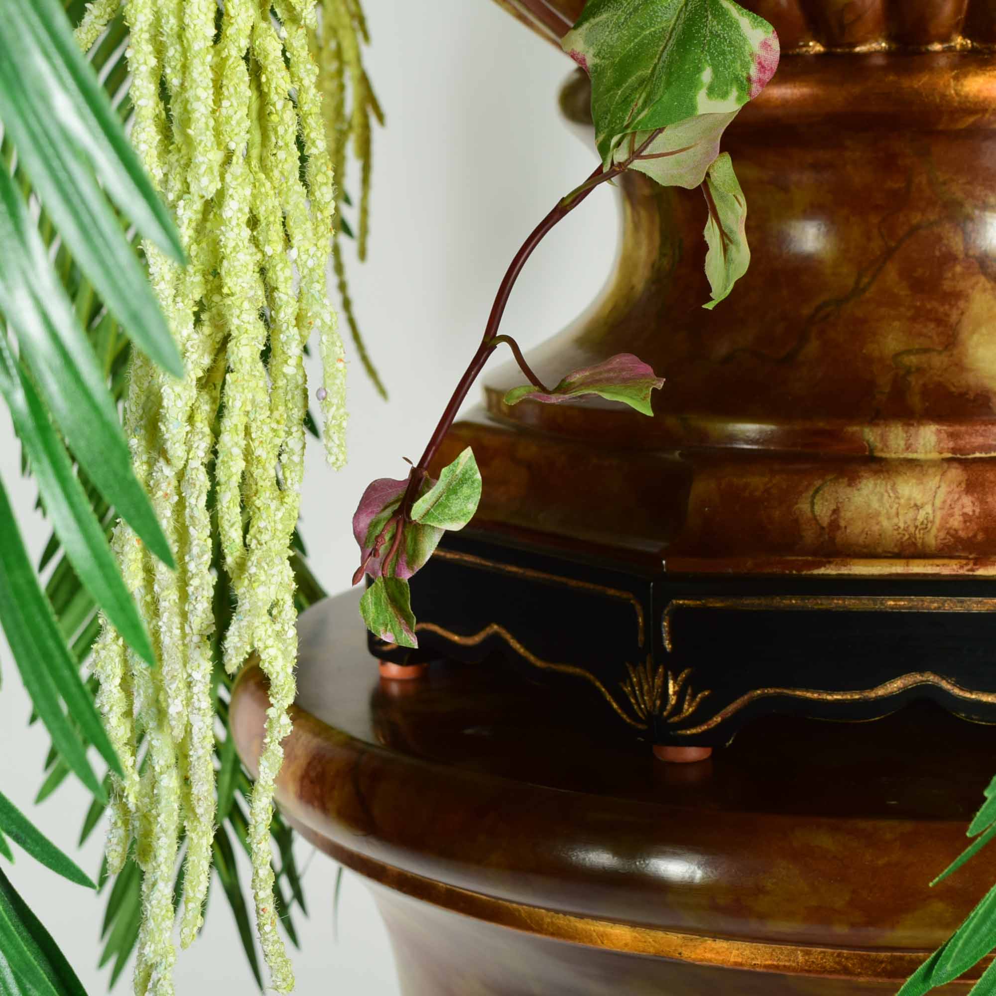 Molded Resin Pot with Fern and Mixed Bouquet