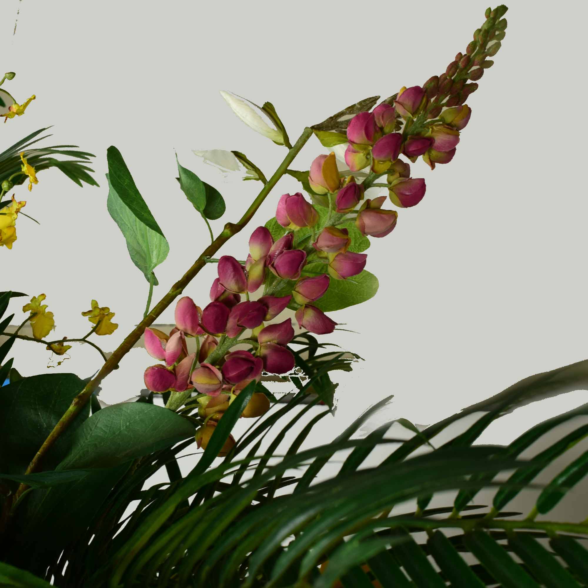 Molded Resin Pot with Fern and Mixed Bouquet